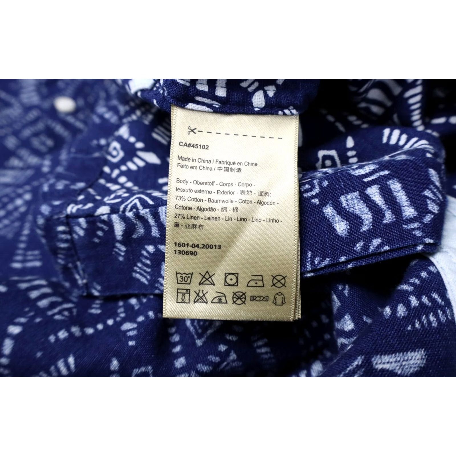Scotch & Soda SCOTCH & SODA Shirt Men's MEDIUM Patterned Long Sleeve Button-Up Linen Blend blue shirt Size US M / EU 48-50 / 2 - 8 Thumbnail