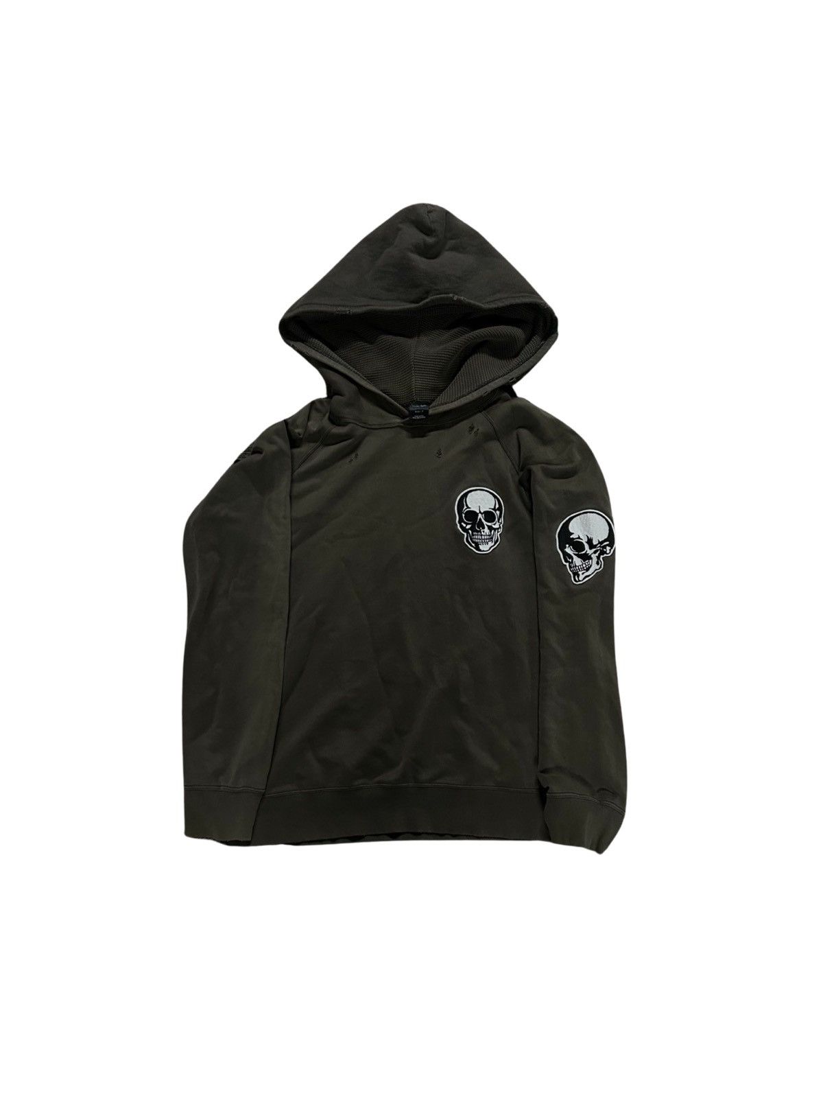 image of Number N Ine Sold Ss04 Number (N)Ine Double Skull Pullover Hoodie in Green, Men's (Size Medium)