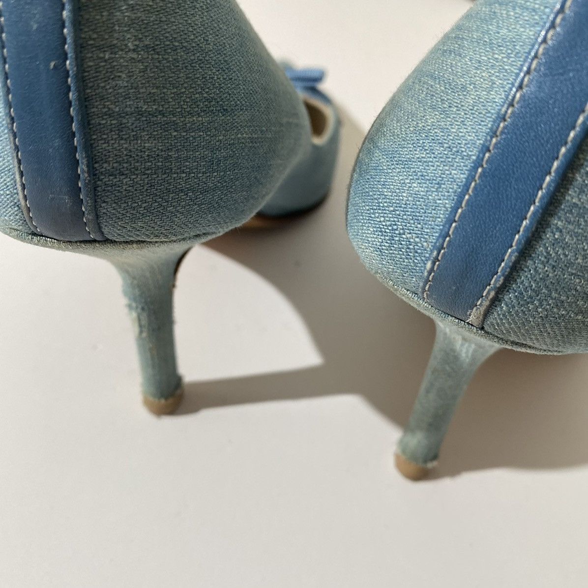 Dior × John Galliano × Vintage Dior 2002 Spring Denim Lace-up Bow Pointed Toe Pumps Size US 6.5 / IT 36.5 - 8 Thumbnail