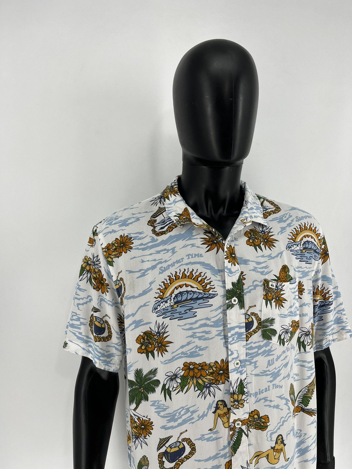 Quiksilver Vintage Crazy Quiksilver Hawaiian Sexy Girl Shirt Buttons Size US L / EU 52-54 / 3 - 3 Thumbnail