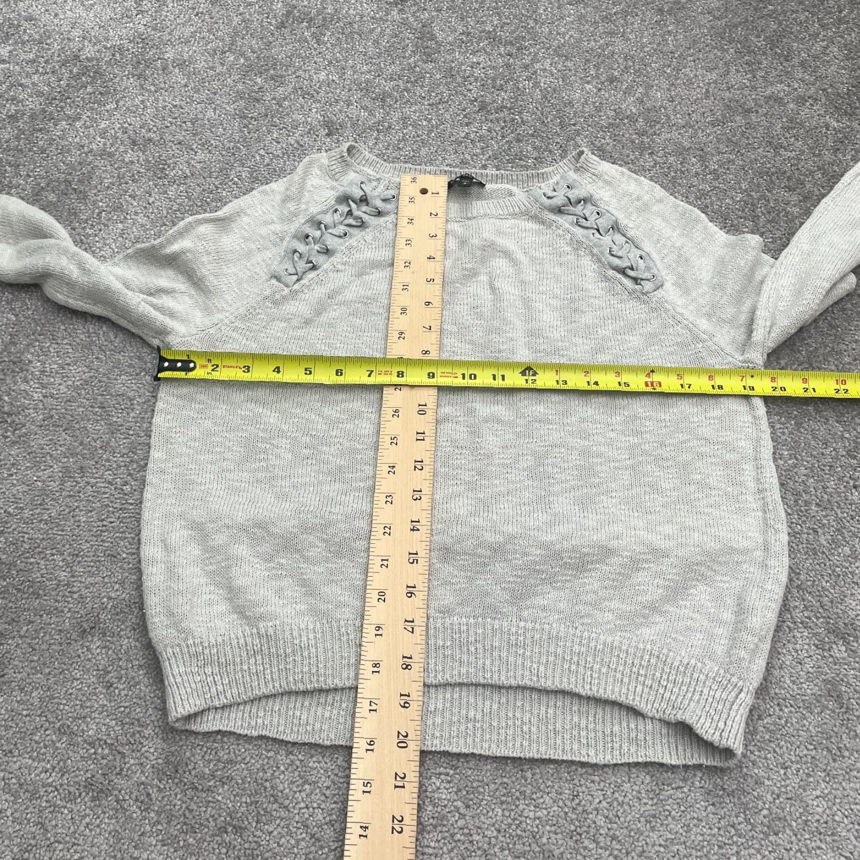 Express Express Pullover Sweater Shirt Womens S Gray Round Neck Raglan 100% Cotton Braid Knit Lightweight Breathable Size S / US 4 / IT 40 - 7 Thumbnail