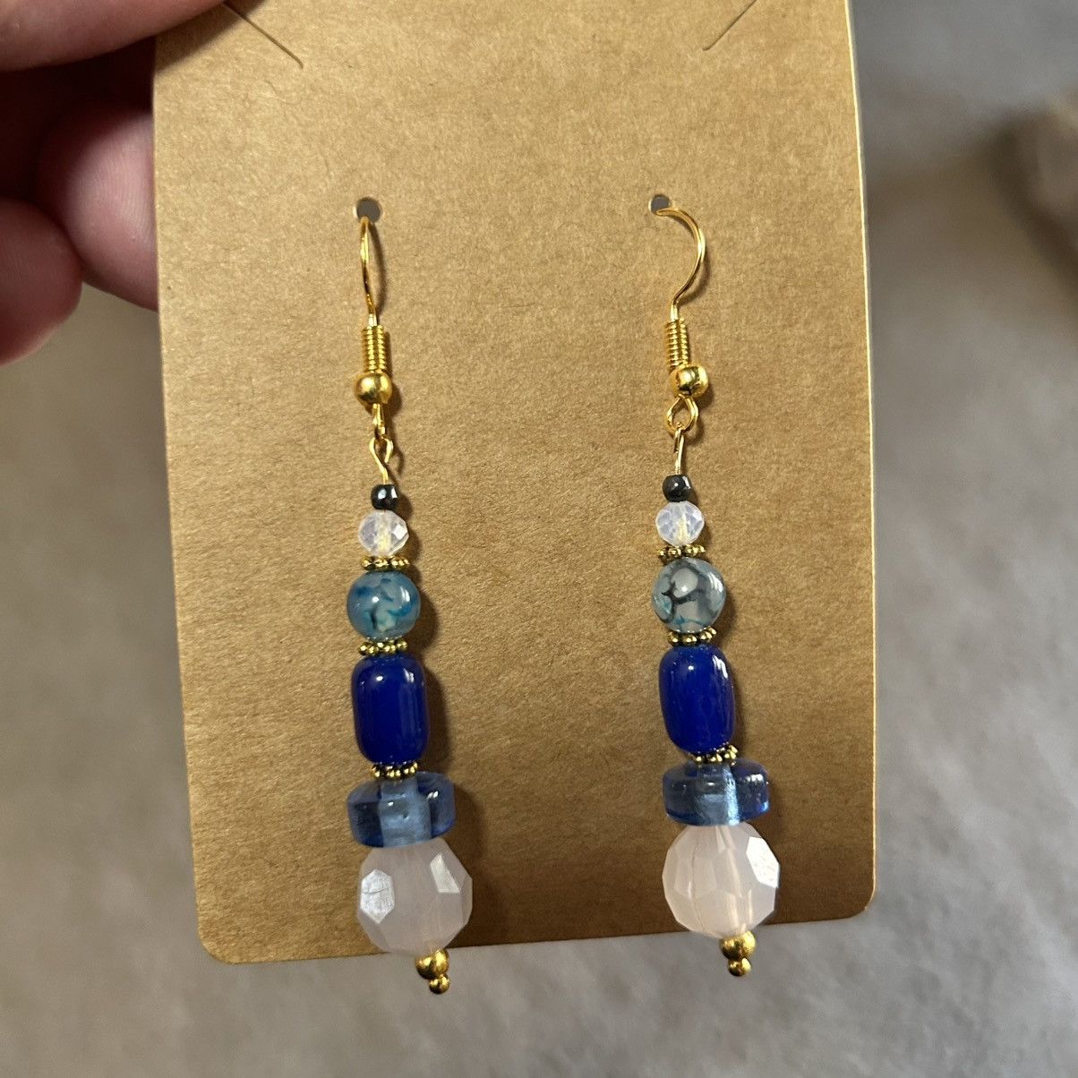Handmade Handcrafted vintage bead cat eye glass earrings Size ONE SIZE - 2 Thumbnail