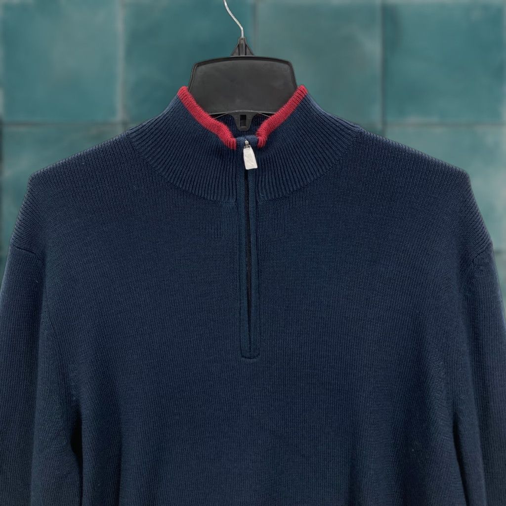 Brooks Brothers Brooks Brothers NetJets Merino Wool Quarter Zip Sweater Mens XL Navy Blue Preppy Size US XL / EU 56 / 4 - 1 Thumbnail