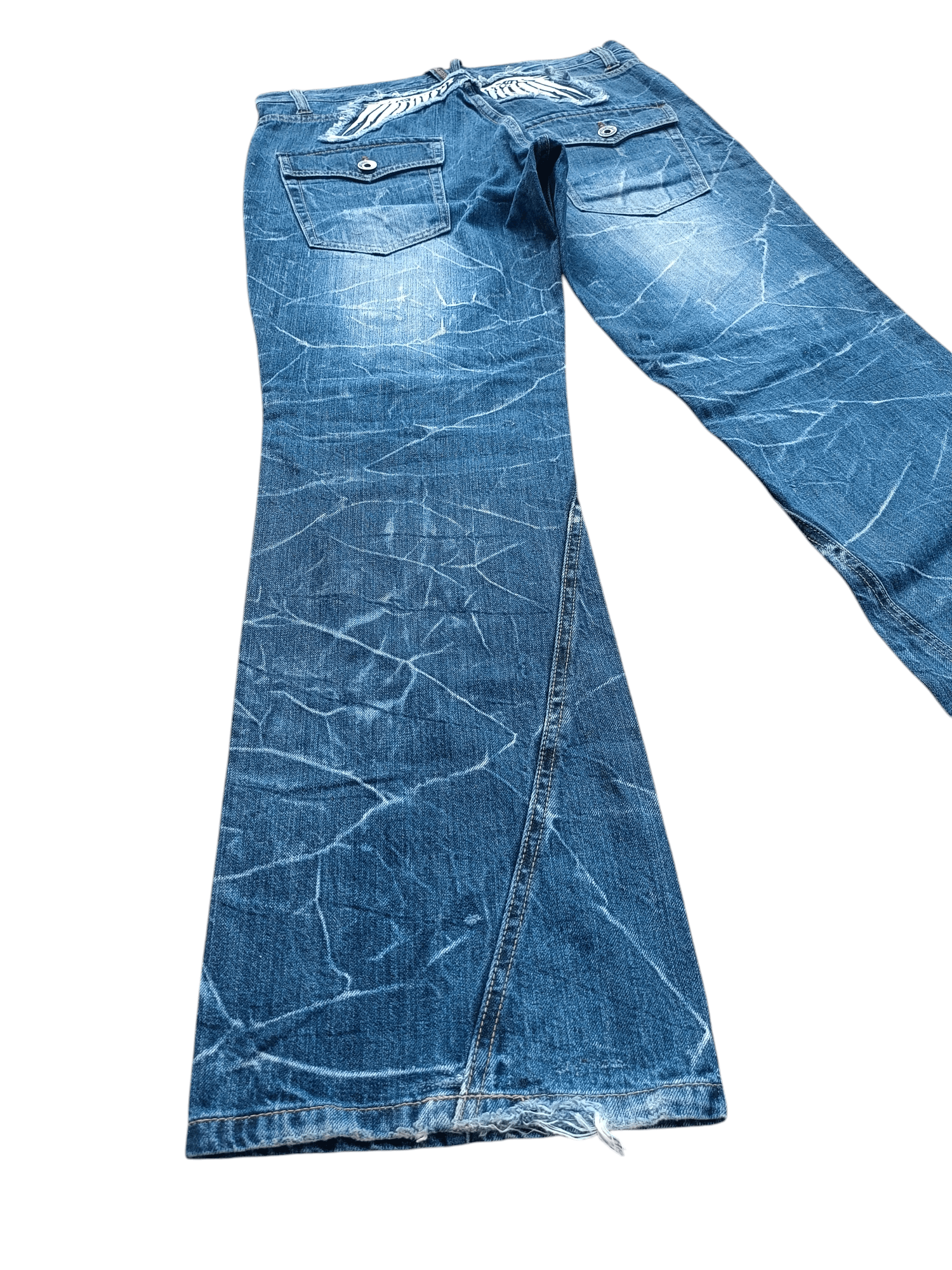 Japanese Brand FLARED 💥 JAPANESE BRAND NYLAUS ANGEL WING EMBROIDERY DENIM Size US 32 / EU 48 - 3 Thumbnail