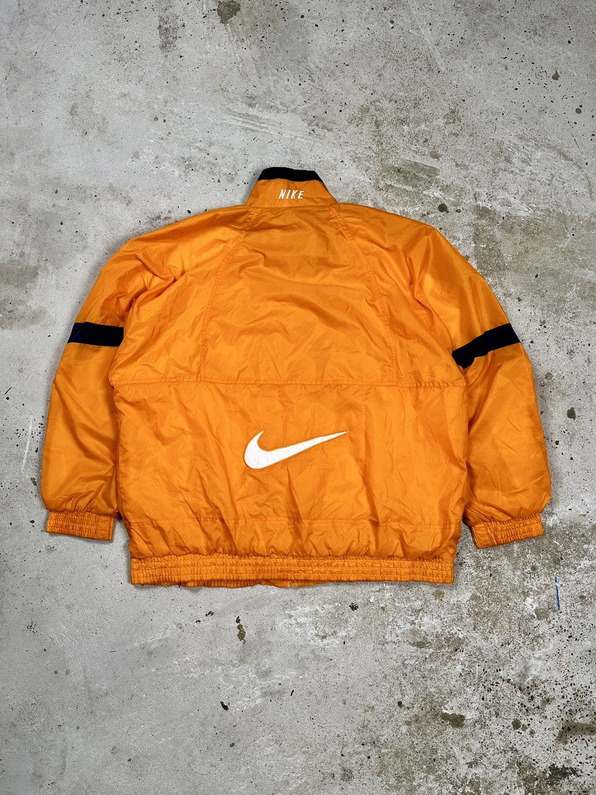 Nike × Vintage Vintage 90s Nike Orange Big Swoosh Track Jacket Light Size US L / EU 52-54 / 3 - 1 Thumbnail