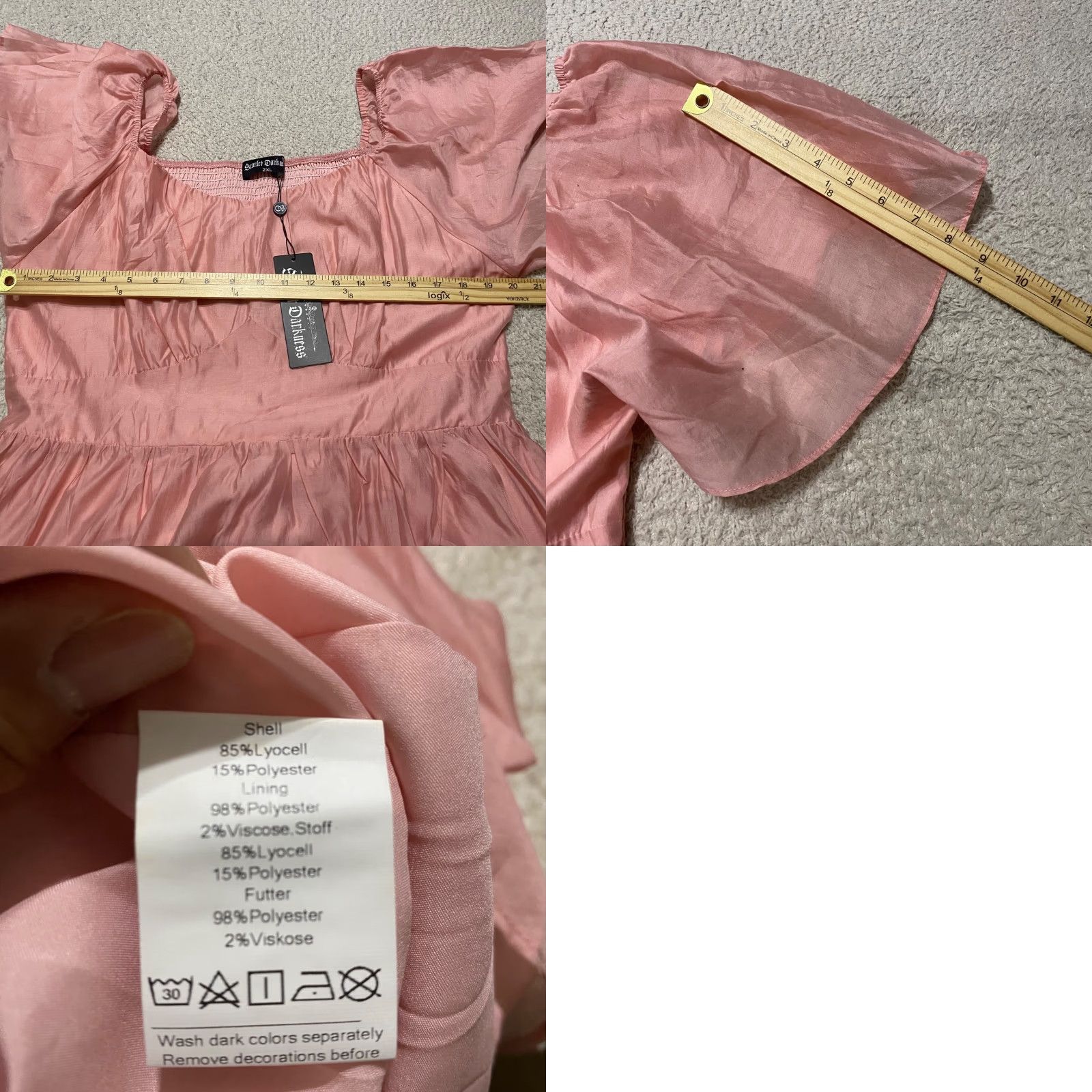 Vintage Scarlet Darkness NWT Womens Dress A-Line 2XL Hi-Low Pink Polyester Lined Ruffle Short Sleeve Vintage No Size XXL / US 16-18 / IT 52-54 - 8 Thumbnail