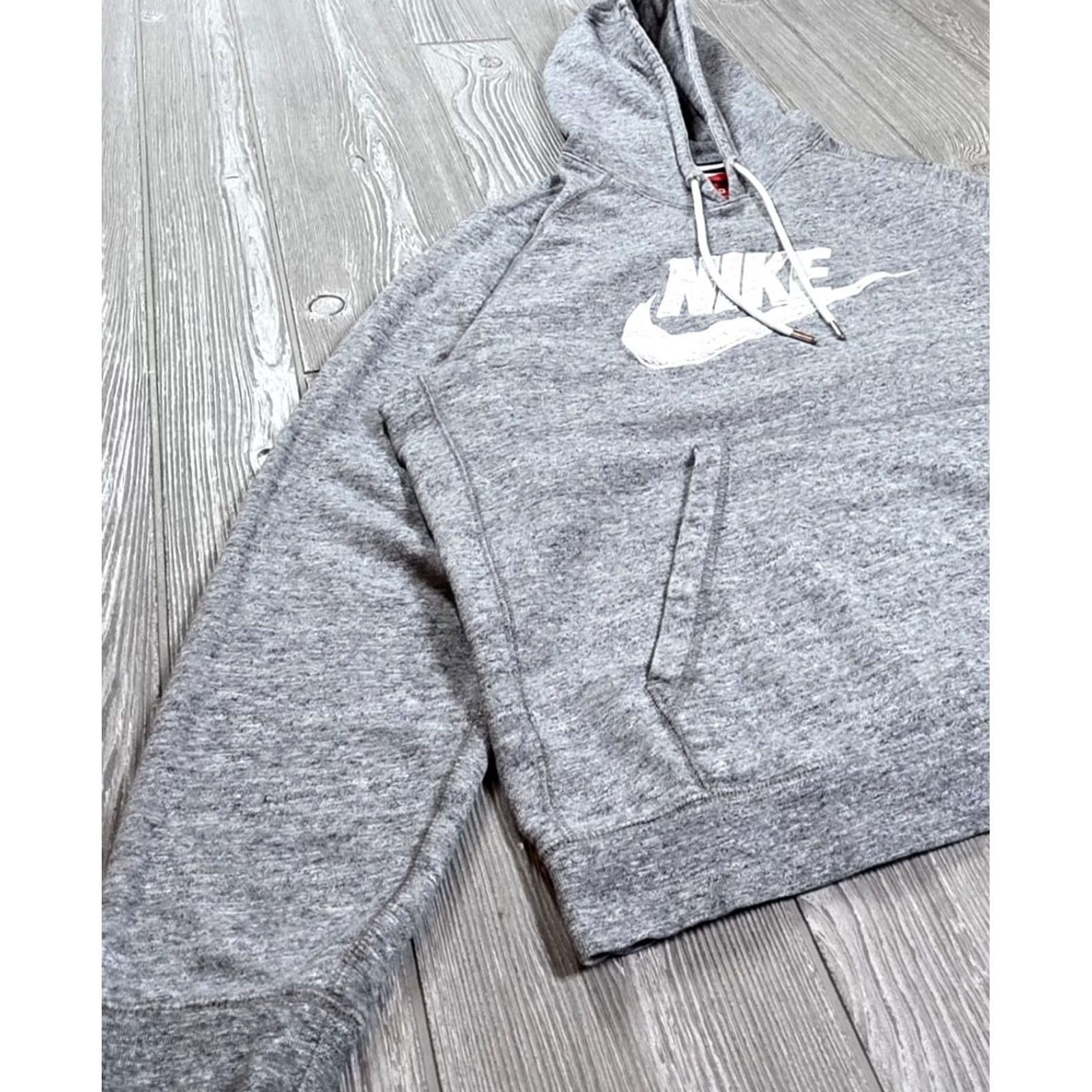 Nike VINTAGE Nike Mens Hoodie Heather Grey Drawstring Embroidered Center Spell Out Logo Hoodie M Gray Nike Sportswear Men’s Pullover With Hood Pockets Size US M / EU 48-50 / 2 - 4 Thumbnail