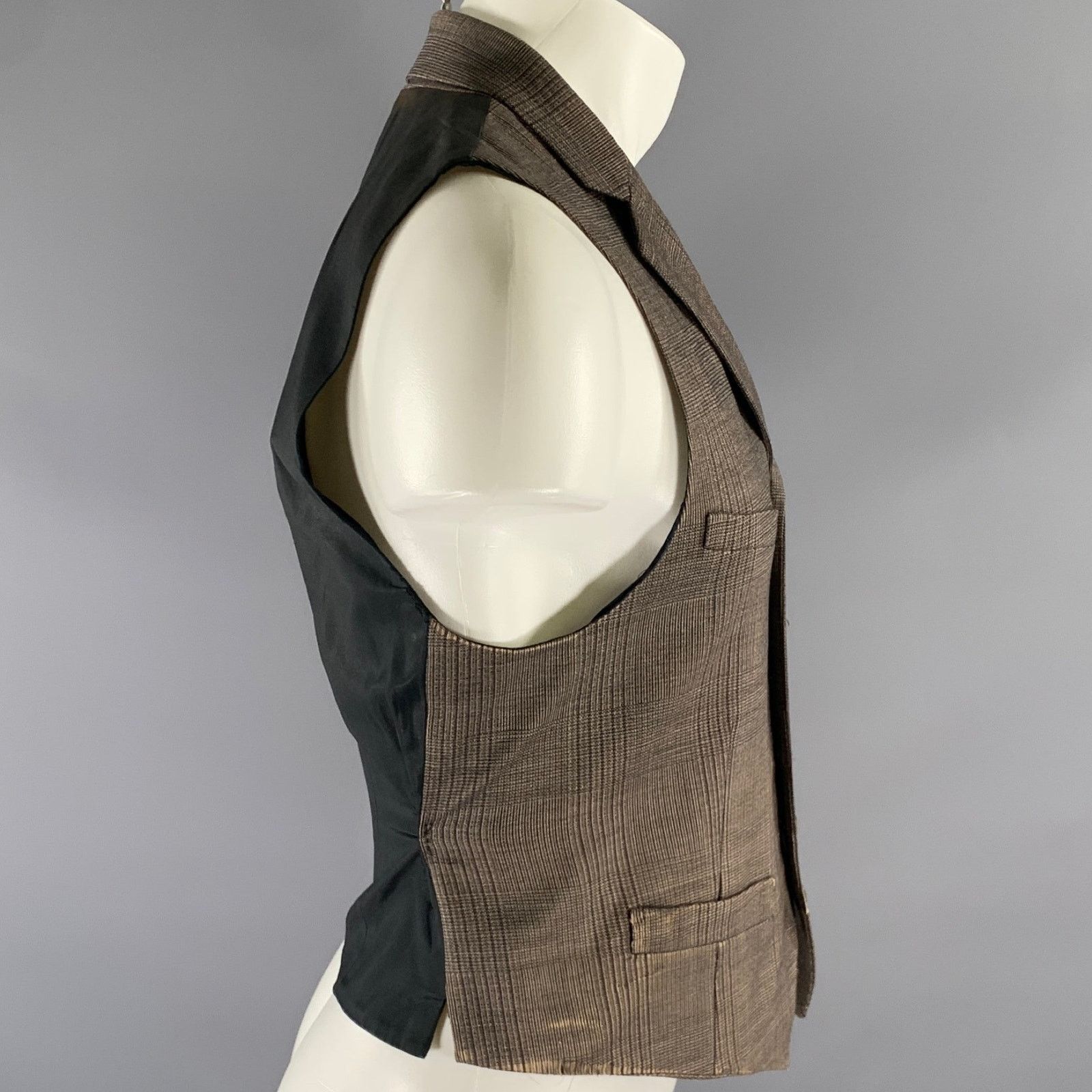 Other DIRTY ENGLIGH Size S Brown Tan Glen Check Wool Spandex Vest Size 38S - 2 Thumbnail