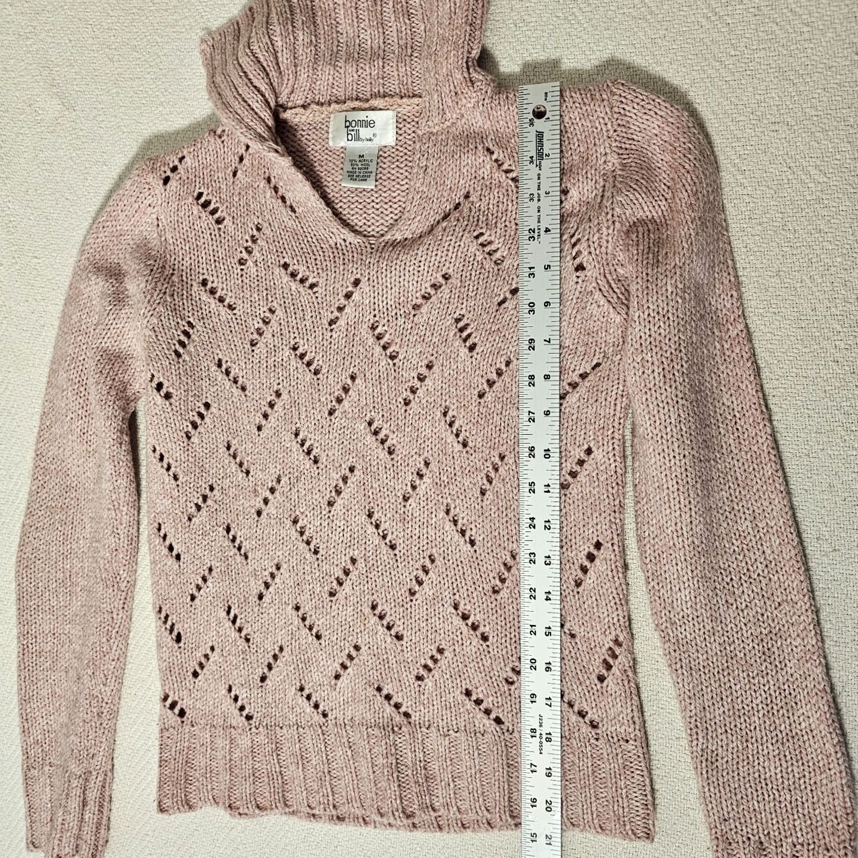 Vintage VINTAGE Bonnie and Bill Sweater Shirt Knit Open-V Neck Pink Wool Blend M Womens Size M / US 6-8 / IT 42-44 - 7 Thumbnail