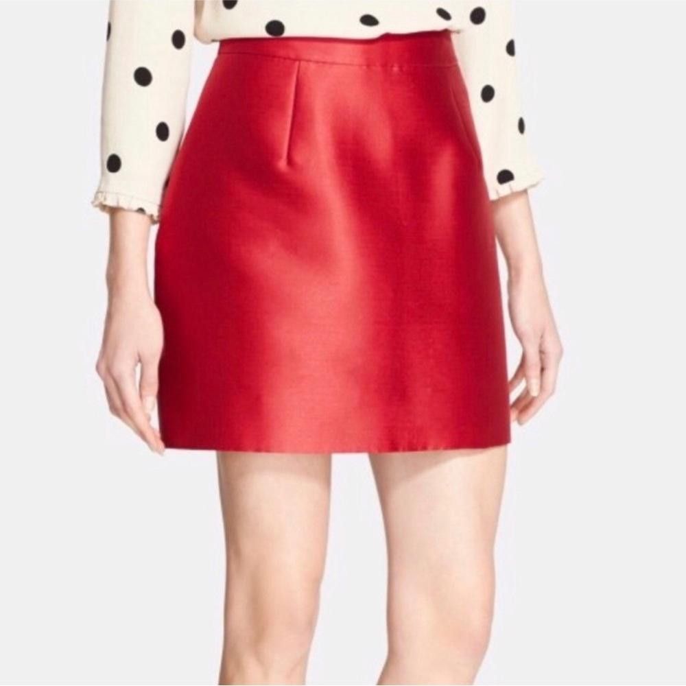 Designer Kate Spade Zooey Red Mini Skirt Silk Blend Size 2 Size 26" / US 2 / IT 38 - 3 Thumbnail