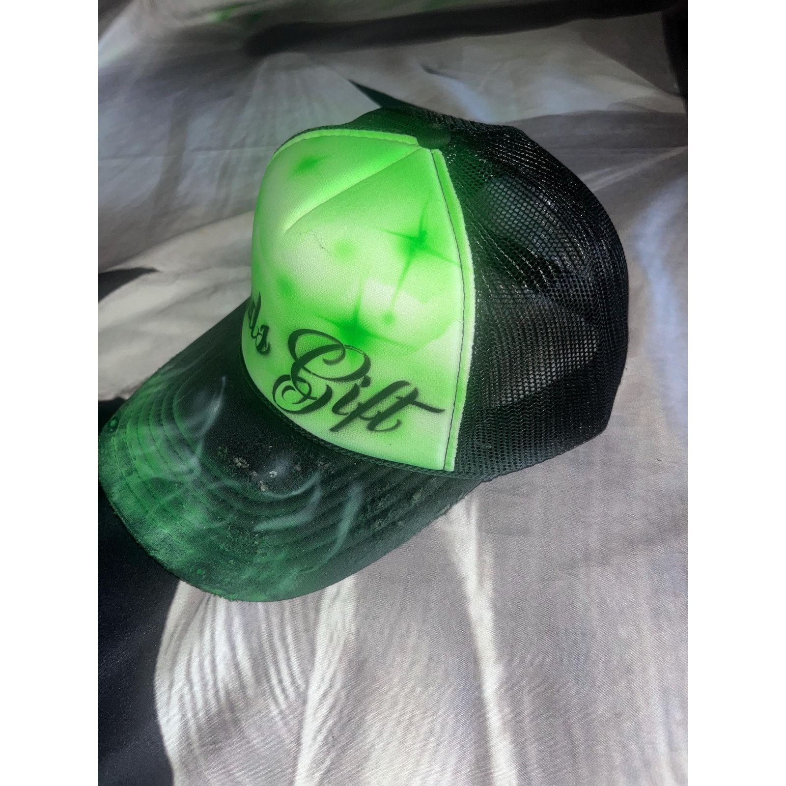 Other GODS GIFT Airbrushed 5 panel SnapBack Trucker Hat handpaintd Size ONE SIZE - 3 Thumbnail