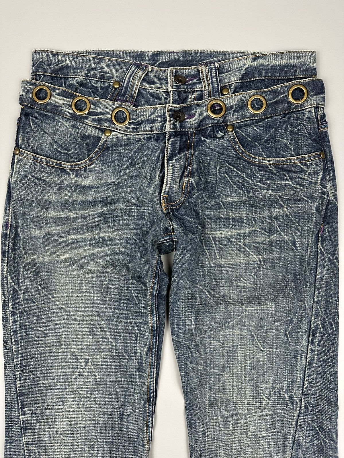 14th Addiction × If Six Was Nine 🔥Sick🔥Distressed Whiskered Double Waist Flared Jeans Size US 31 - 5 Thumbnail