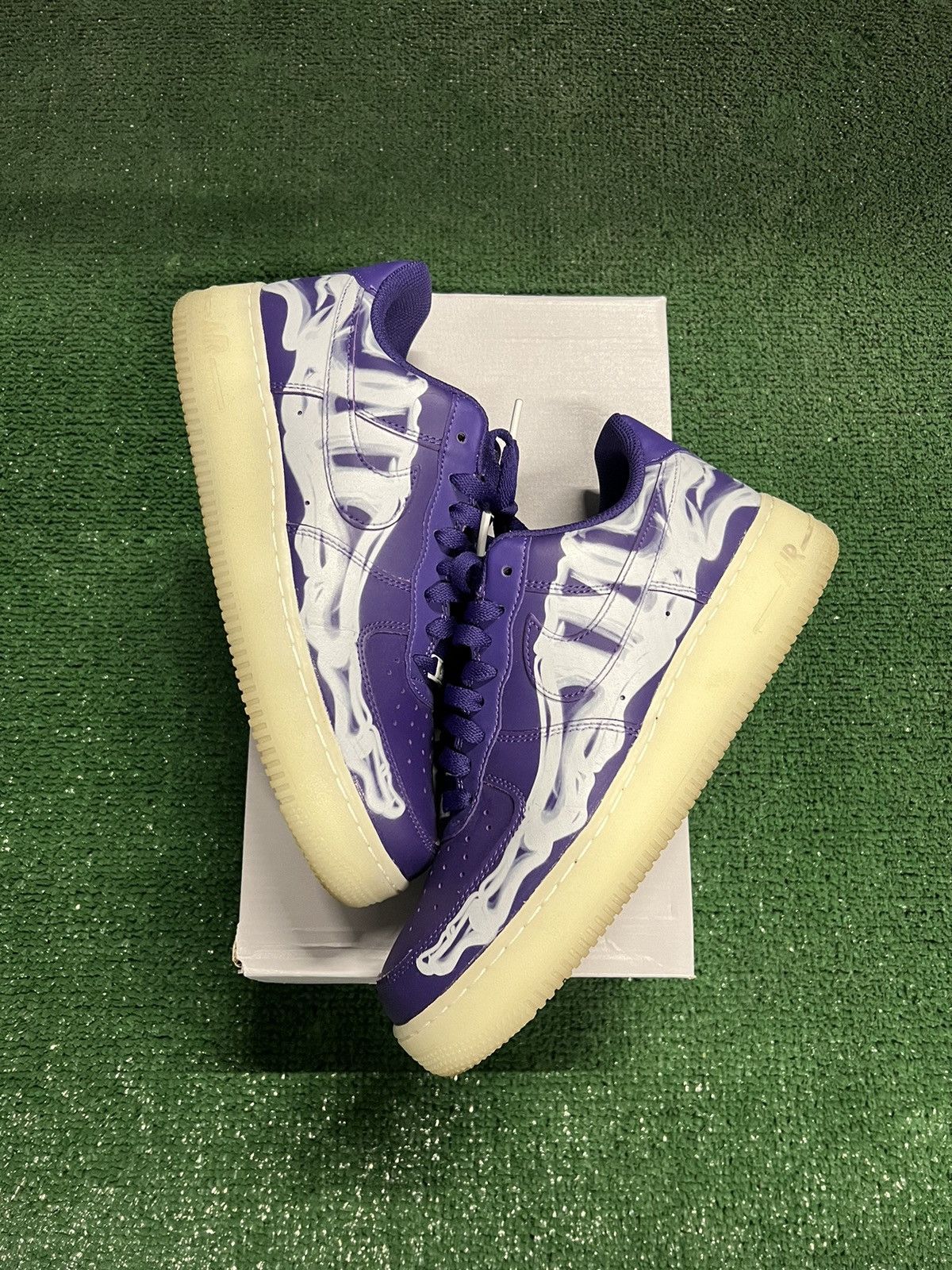 image of Nike Air Force 1 Purple Skeleton Shoes, Men's (Size 9)