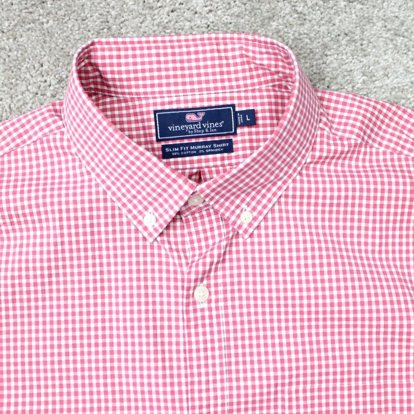 Vineyard Vines Vineyard Vines Murray Shirt Mens Large Red/White Gingham Slim Fit L/S Button-Up Shirt Size US L / EU 52-54 / 3 - 6 Thumbnail