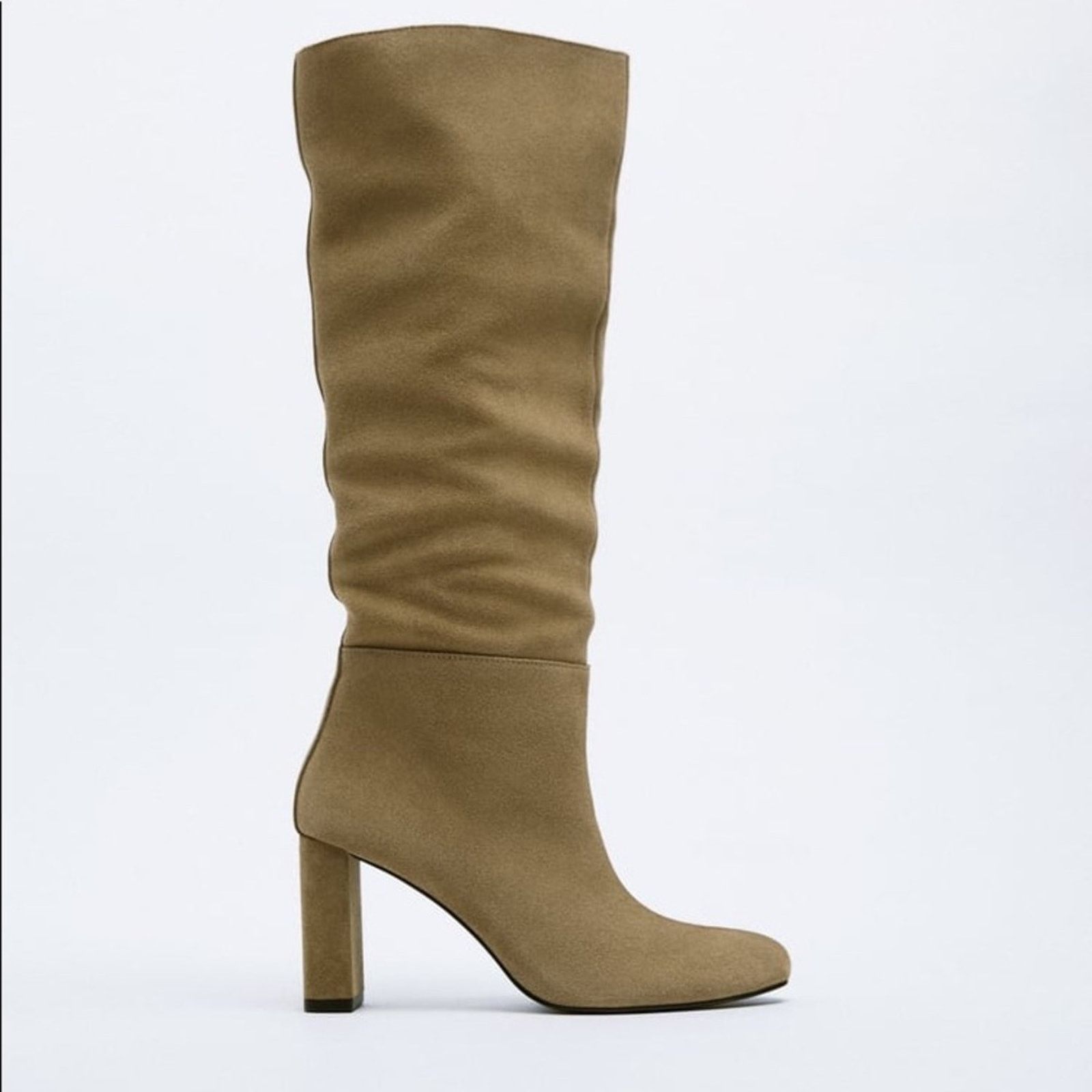 Zara ZARA HEELED SPLIT LEATHER KNEE HIGH BOOTS Size US 9 / IT 39 - 5 Thumbnail
