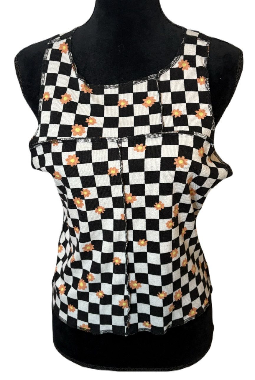 rue21 (Rue 21) Checkered Floral Tank Top: Size XL Size XL / US 12-14 / IT 48-50 - 1 Thumbnail