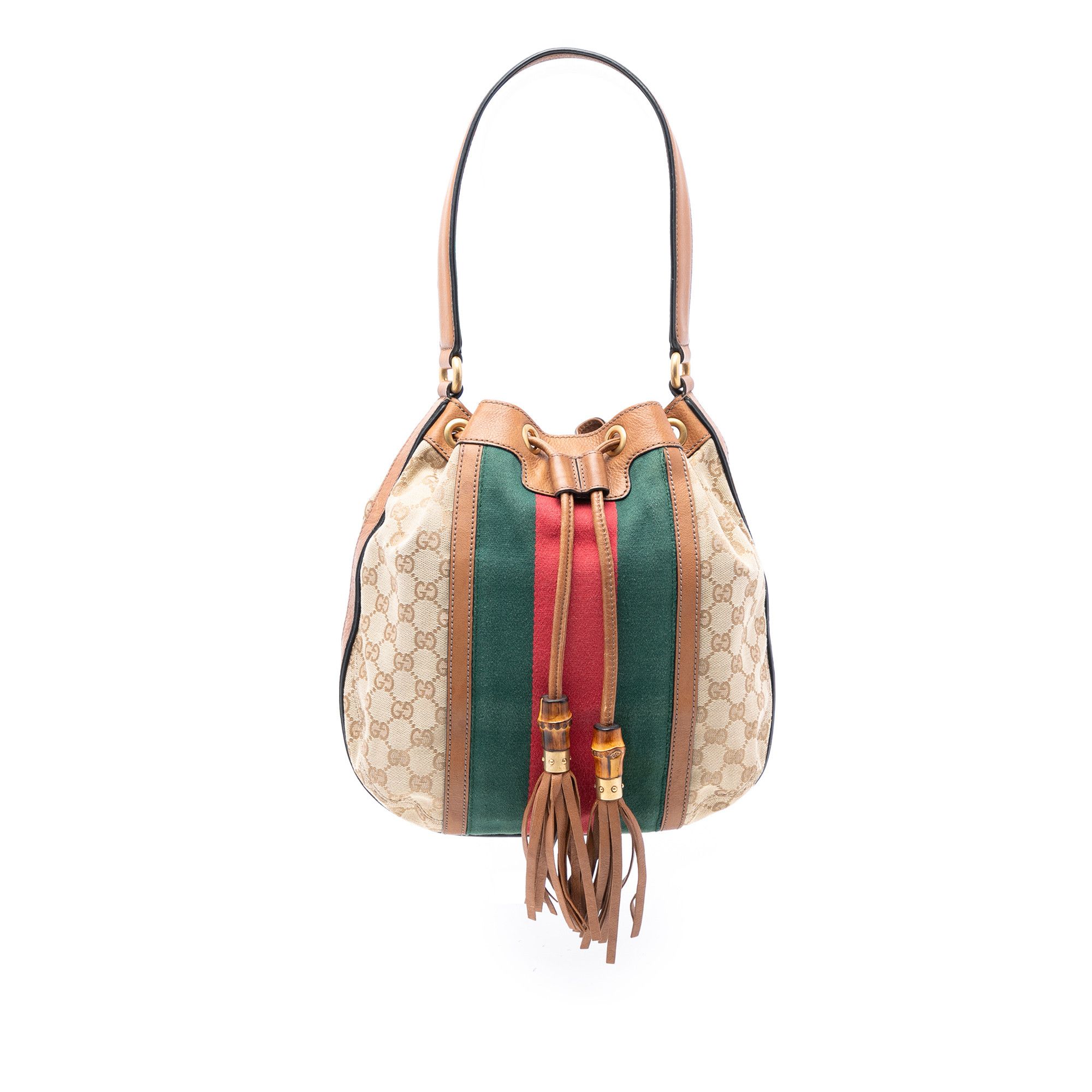 Gucci Gucci GG Canvas Web Rania Drawstring Hobo Size ONE SIZE - 1 Thumbnail