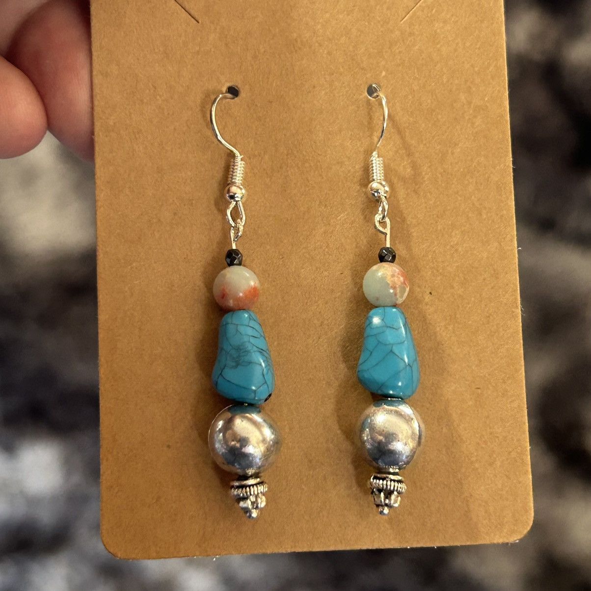 Handmade Handcrafted elegant genuine stone orca agate earrings Size ONE SIZE - 2 Thumbnail