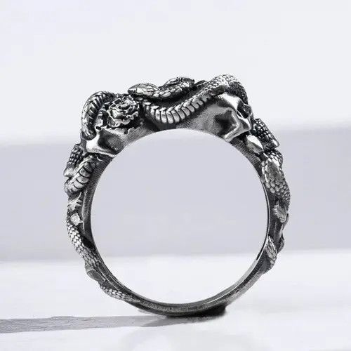 Other Punk Rose Skeleton Double Headed Snake Ring (Size 7-13) Size ONE SIZE - 3 Thumbnail