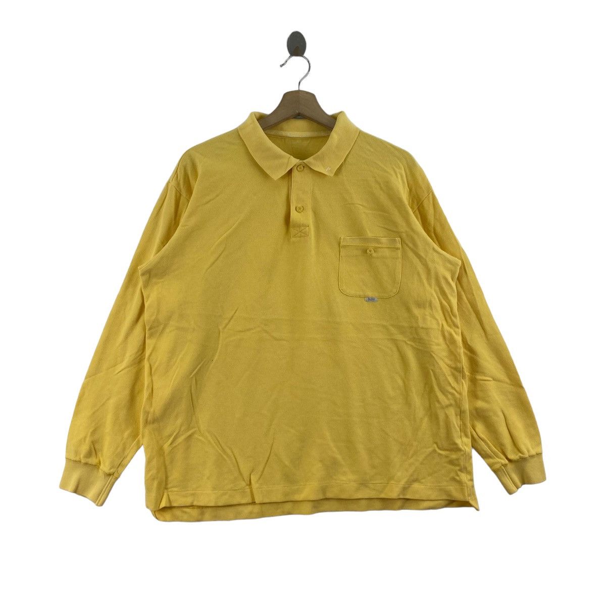 PAPAS Pocket Yellow Button Up Collar Long Sleeve Shirt