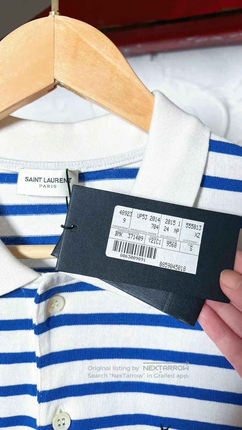 Saint Laurent Paris Saint Laurent Paris Men's Striped Polo Short Sleeve T-Shir Size US S / EU 44-46 / 1 - 5 Thumbnail