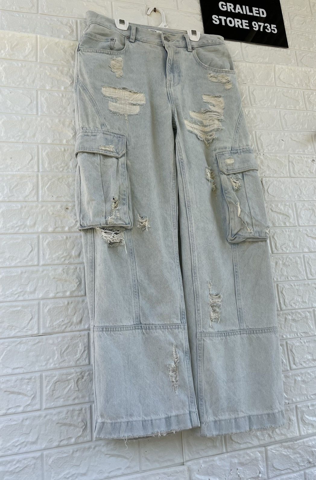 Japanese Brand × Vintage × Zara Vintage Zara Denim Cargo Pant Stail Size US 33 - 4 Thumbnail