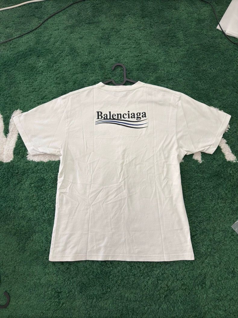 Balenciaga Balenciaga White and Blue Embroidered Coke Short Sleeve Size US XS / EU 42 / 0 - 4 Thumbnail