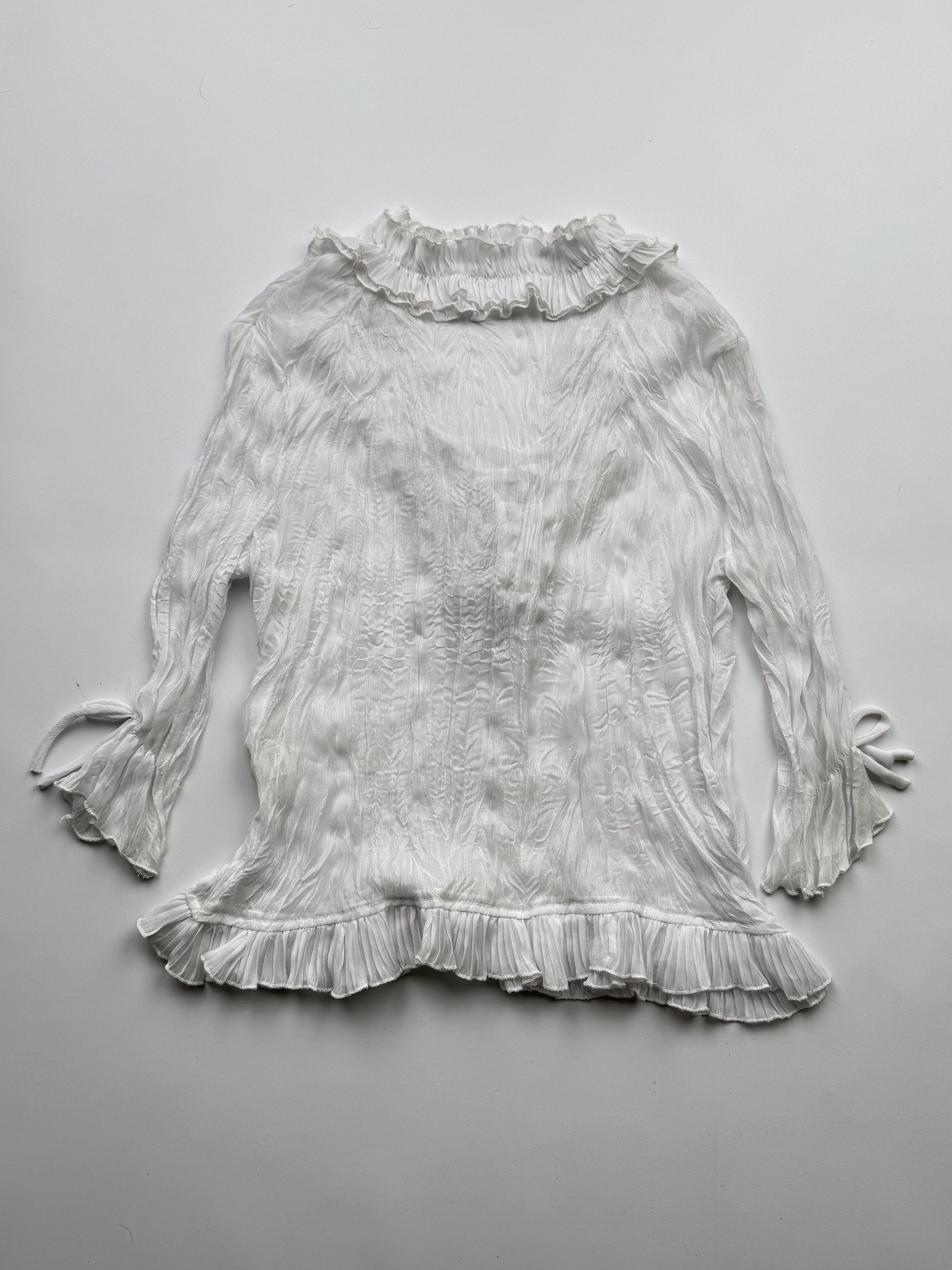 Japanese Brand Vintage Mesh Pleated Blouse B283(V396)E2 Size M / US 6-8 / IT 42-44 - 7 Thumbnail