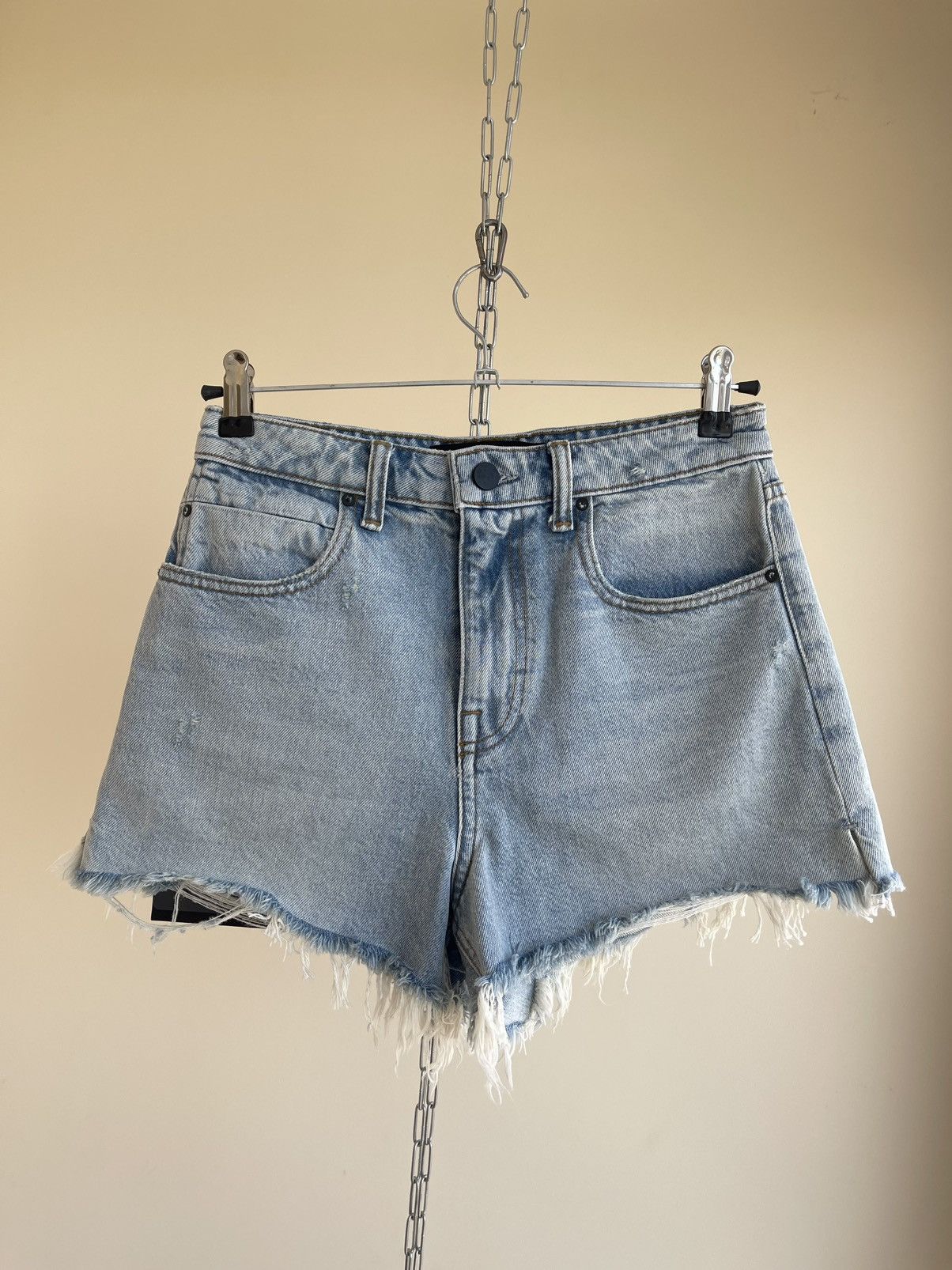Alexander Wang Denim X Alexander Wang High Rise Fitted Bite Bleach Shorts Size 26" / US 2 / IT 38 - 1 Thumbnail