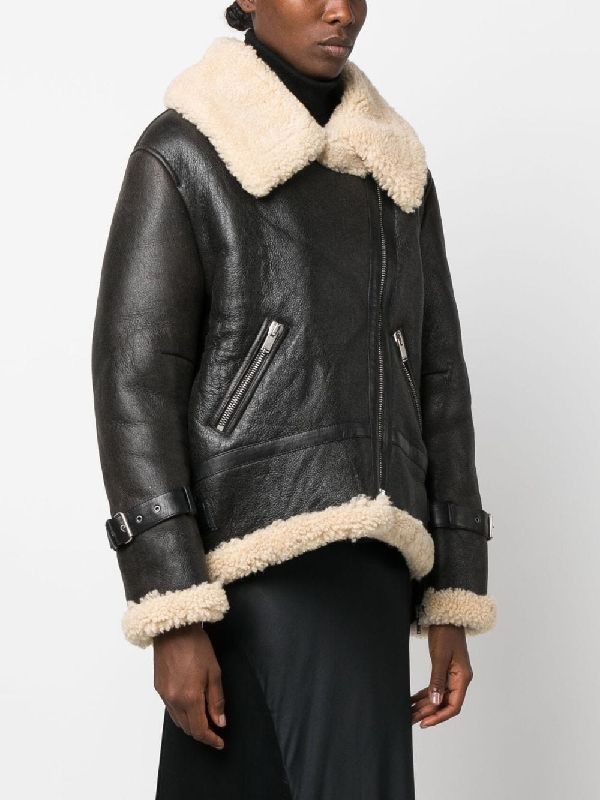 Saint Laurent Paris o1bcso1str1225 Aviator Jacket in Aged-Leather in Black Size M / US 6-8 / IT 42-44 - 3 Thumbnail
