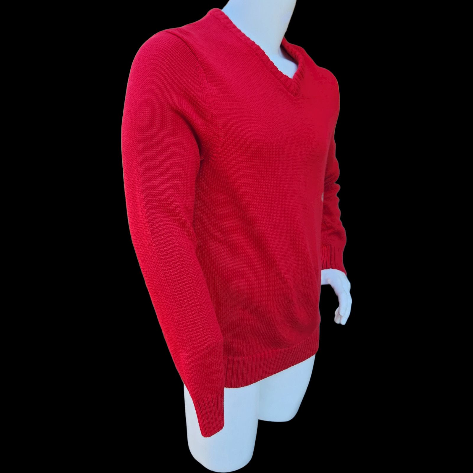 Chaps Men's Chaps V-Neck Cotton Sweater (63443) Red - Tag Size M Size US M / EU 48-50 / 2 - 4 Thumbnail