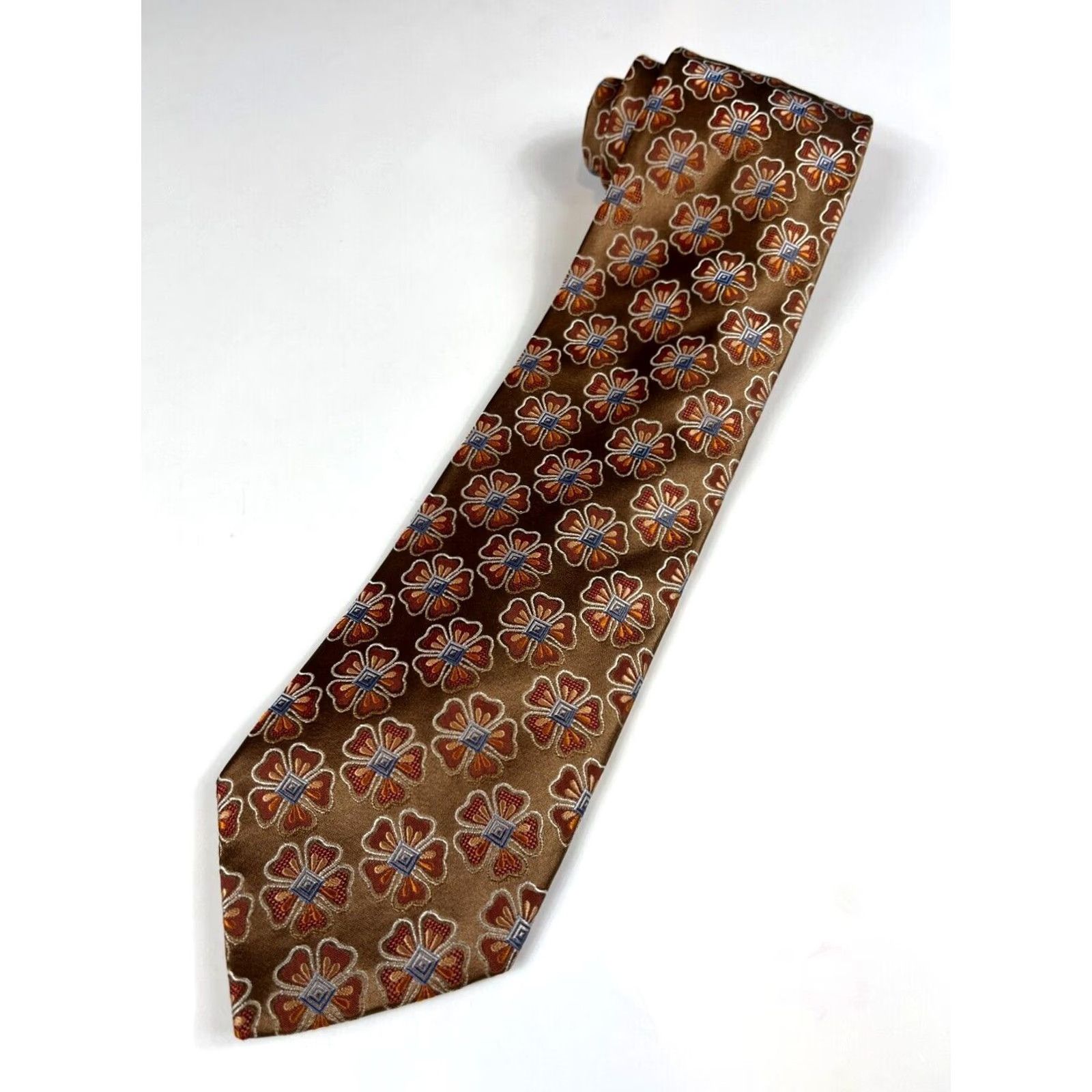 Ermenegildo Zegna VINTAGE Ermenegildo Zegna Silk Tie Floral - Men - Tie - Copper - 59" - 3.75" Wide - Made in Italy - Silk - Floral - Pre-owned - Men's Luxury Silk Tie Size ONE SIZE - 3 Thumbnail