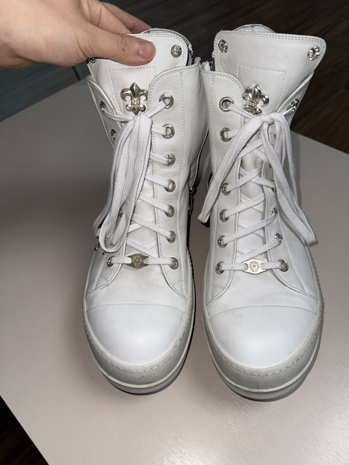 Chrome Hearts [EU45] Chrome Hearts Ramones with fleur white rhodium Size US 11.5 / EU 44-45 - 1 Thumbnail