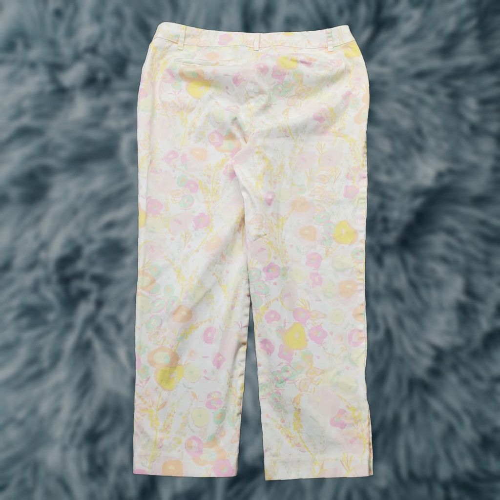 Talbots Talbots Women Pants 10 Floral Stretch Flat Front Crop Ankle Button Multicolor Spring Summer 10 Mens? Size 32" / US 10 / IT 46 - 1 Thumbnail