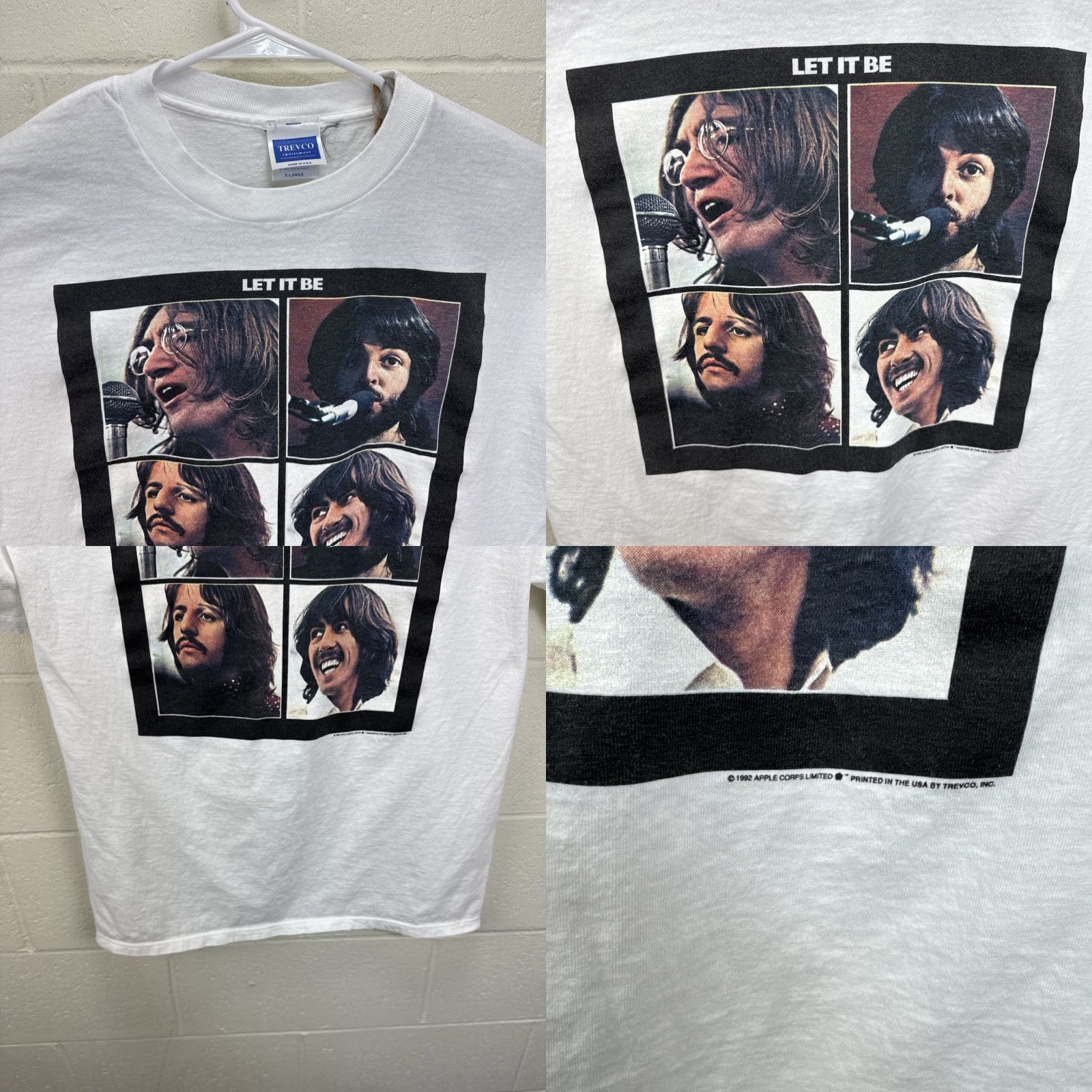 Vintage VINTAGE The Beatles Let It Be Album Cover T-Shirt Concert Tee XL White Shirt Mens Size US XL / EU 56 / 4 - 8 Thumbnail