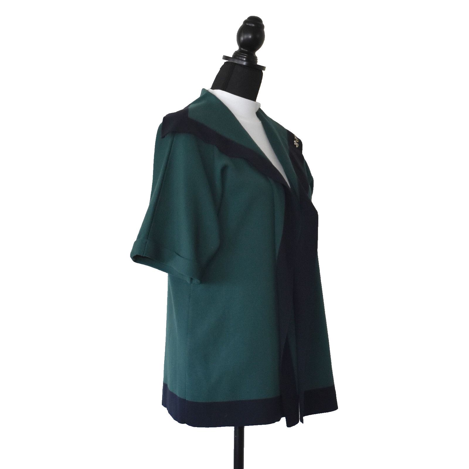 Escada ESCADA Green Wool Knit Open Front Short Sleeve Jacket Sz 44 Size XL / US 12-14 / IT 48-50 - 2 Thumbnail