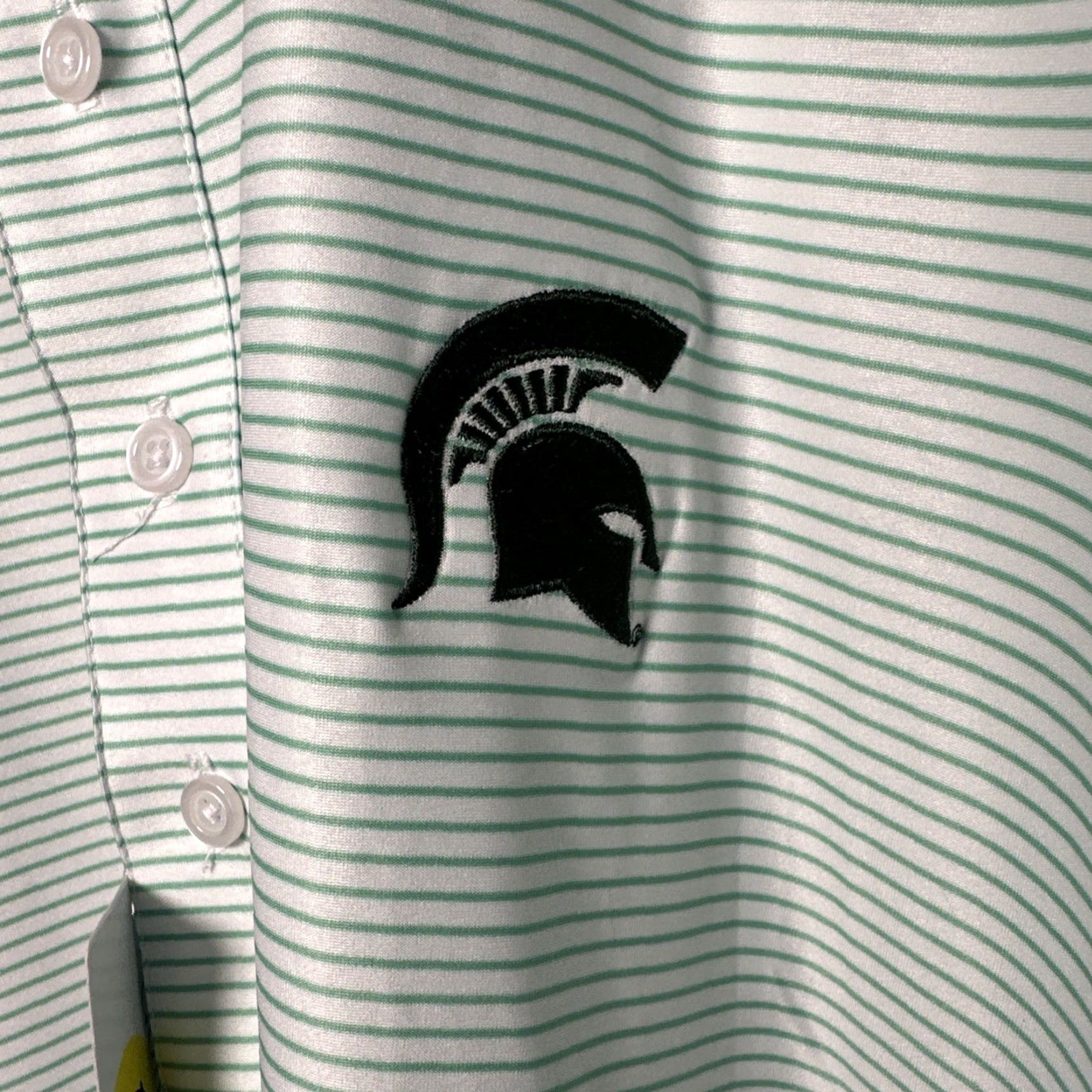 CO Collars & Co Featherweight 2XL Relaxed Dress Collar Polo Michigan State Men Polo Green 2XL Striped Golf Size US XXL / EU 58 / 5 - 4 Thumbnail