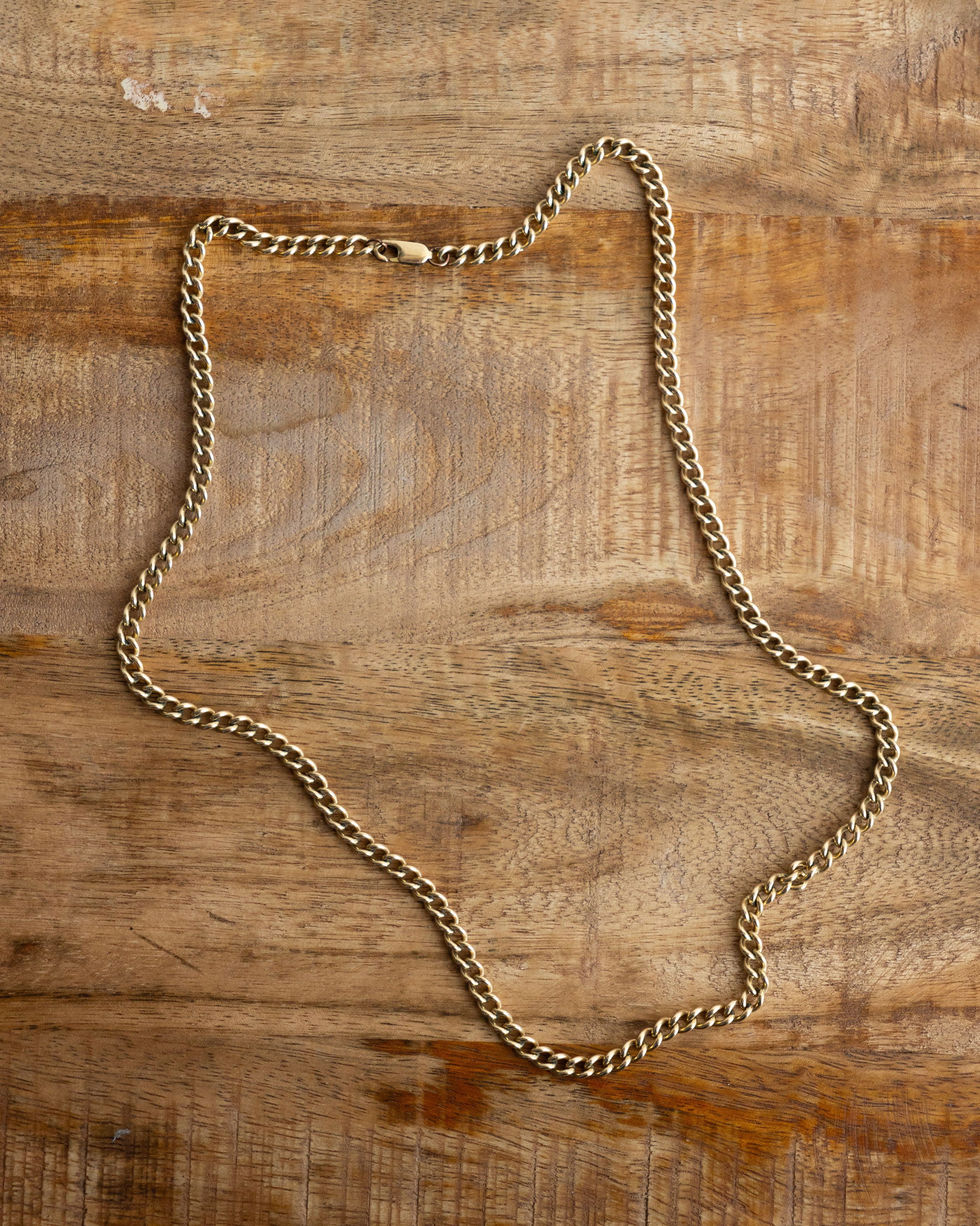 Stainless Steel Cuban Chain Necklace 14K Gold Plated