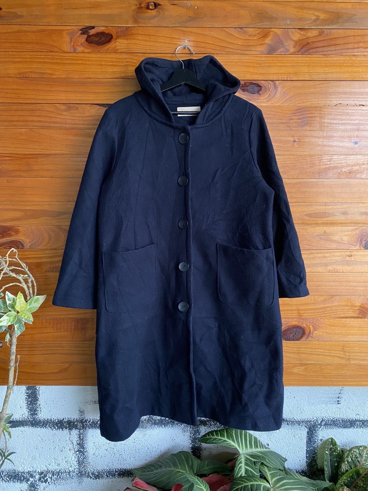 Japanese Brand Arancio Aran Hooded Long Coat Wool Blend Minimalist Style Size M / US 6-8 / IT 42-44 - 3 Thumbnail