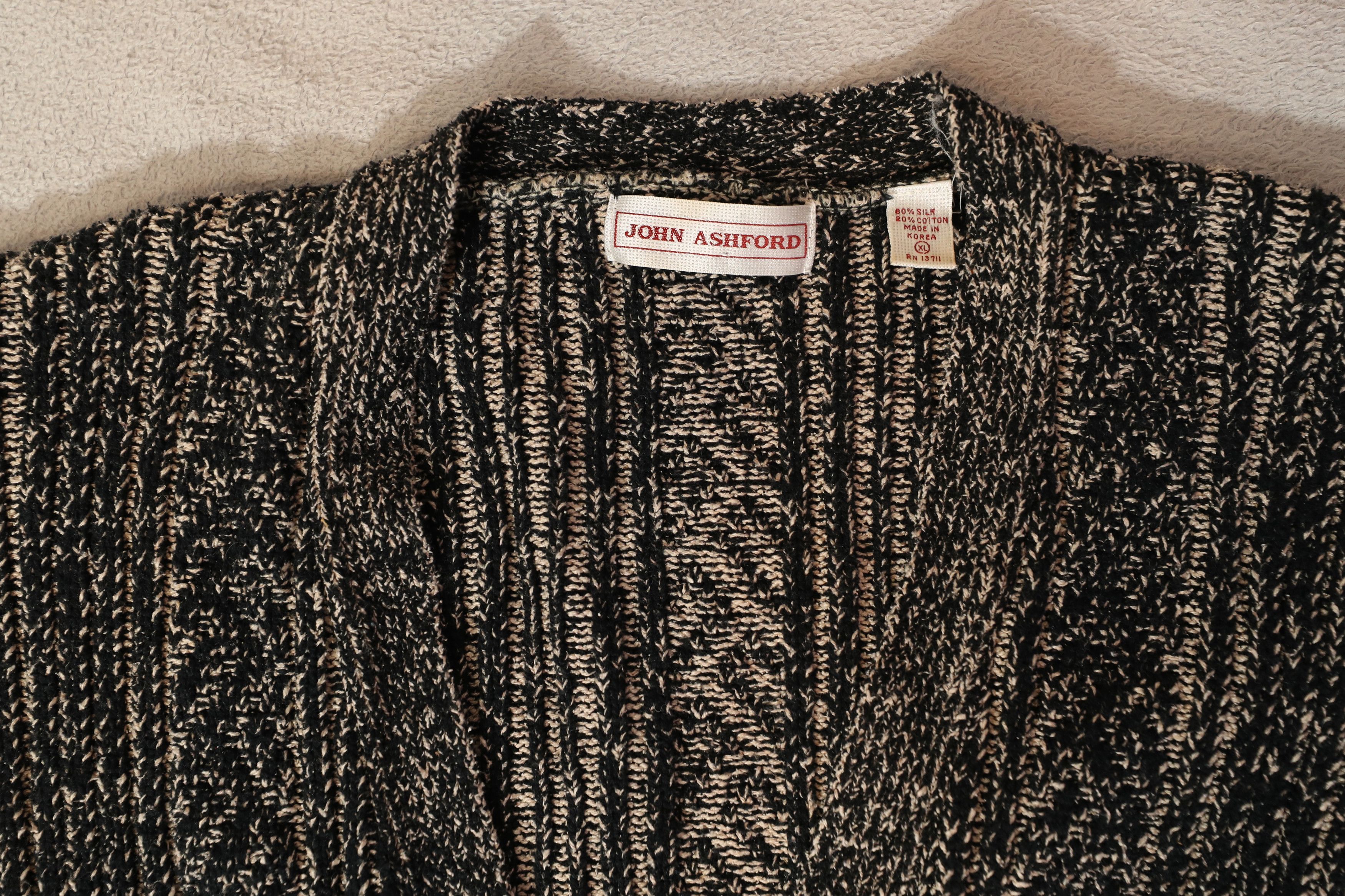 John Ashford × Vintage John Ashford Vintage Silk Blend Black & White Cardigan (XL) Size US XL / EU 56 / 4 - 4 Thumbnail