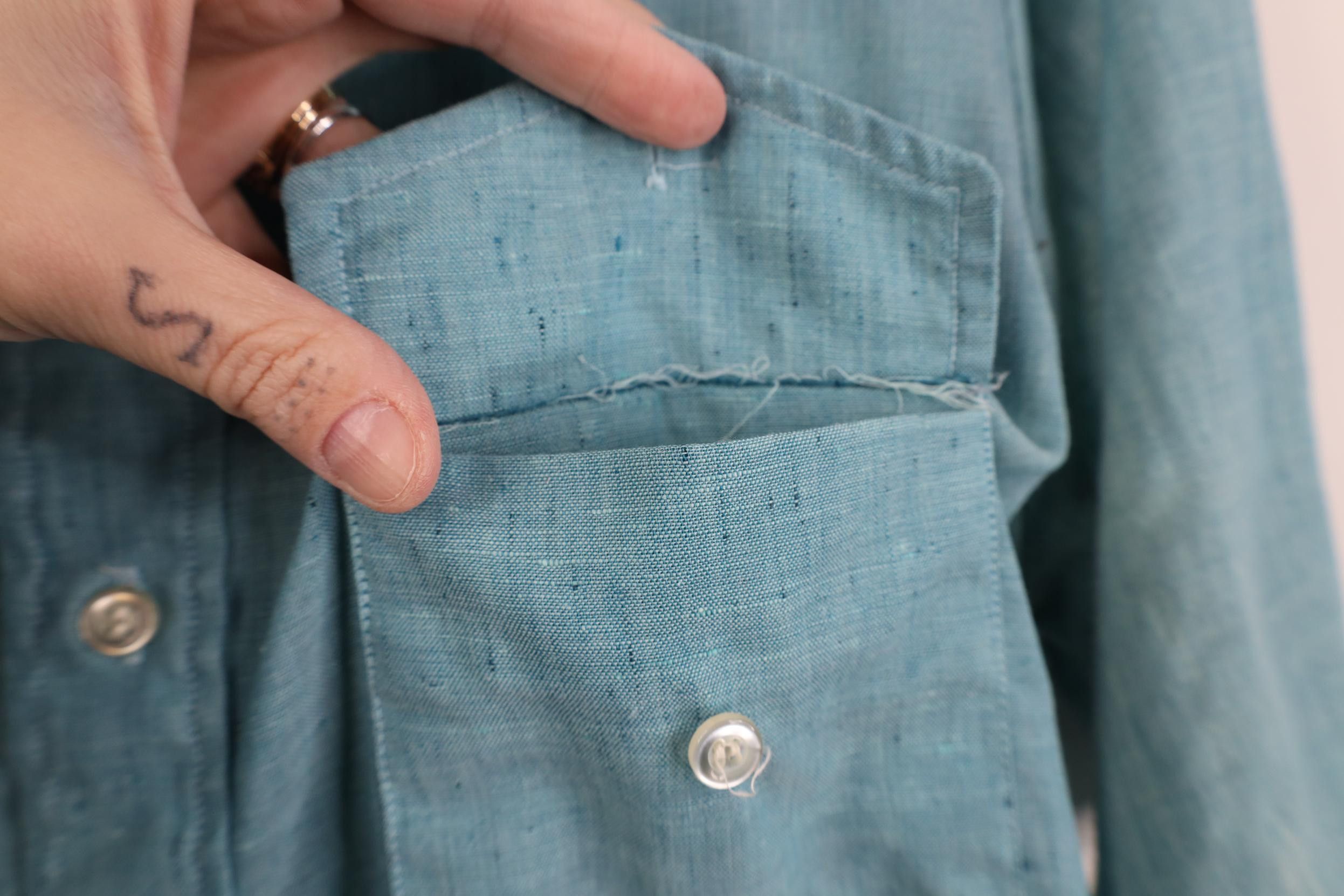 Vintage Vintage 60s 70s Rockabilly Fleck Knit Button Down Shirt Blue Size US S / EU 44-46 / 1 - 4 Thumbnail