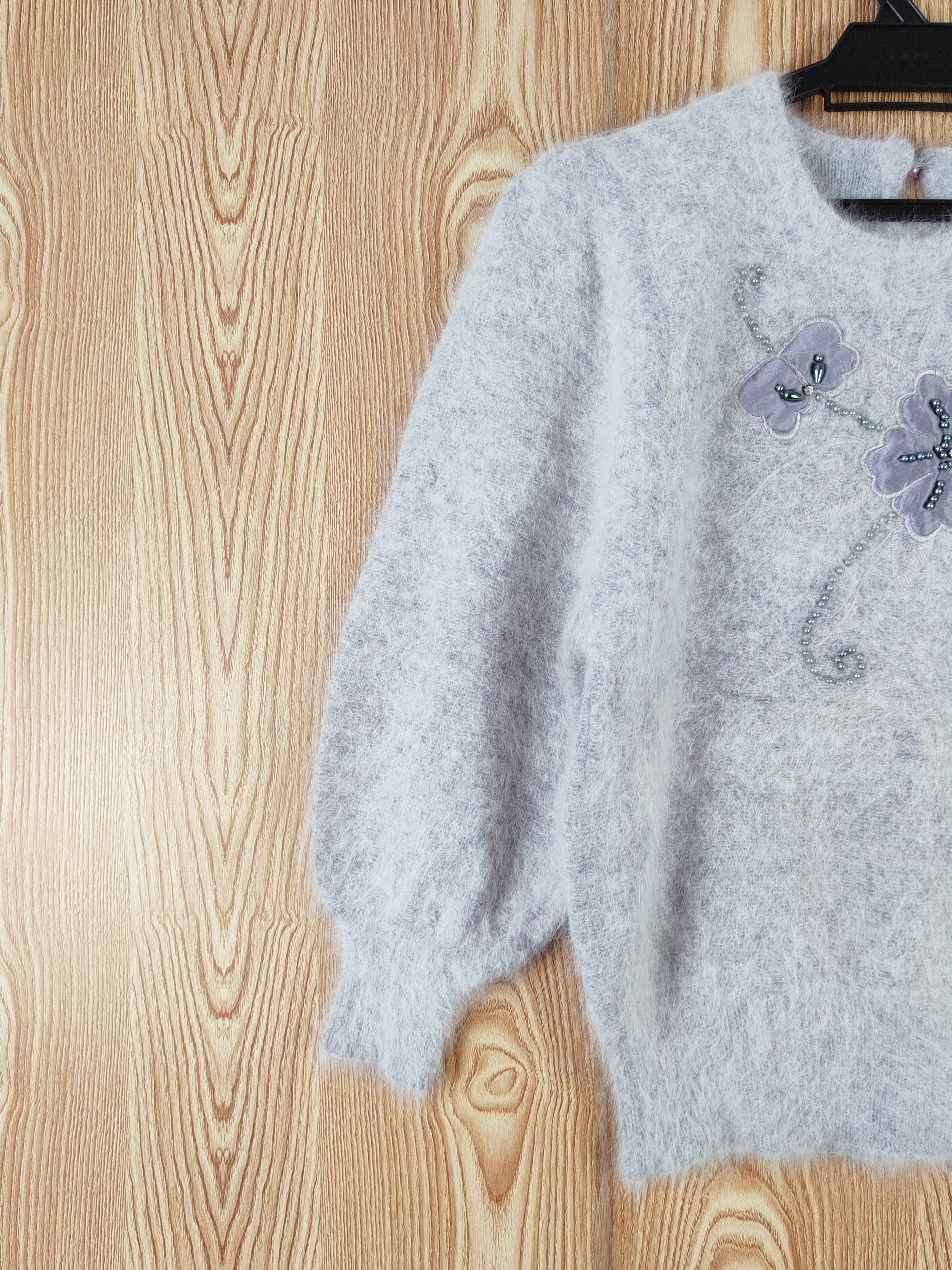 Homespun Knitwear × Japanese Brand × Vintage Japan vintage Gray Shag Shaggy Fur Mohair Knitwear #W757 Size XS / US 0-2 / IT 36-38 - 3 Thumbnail