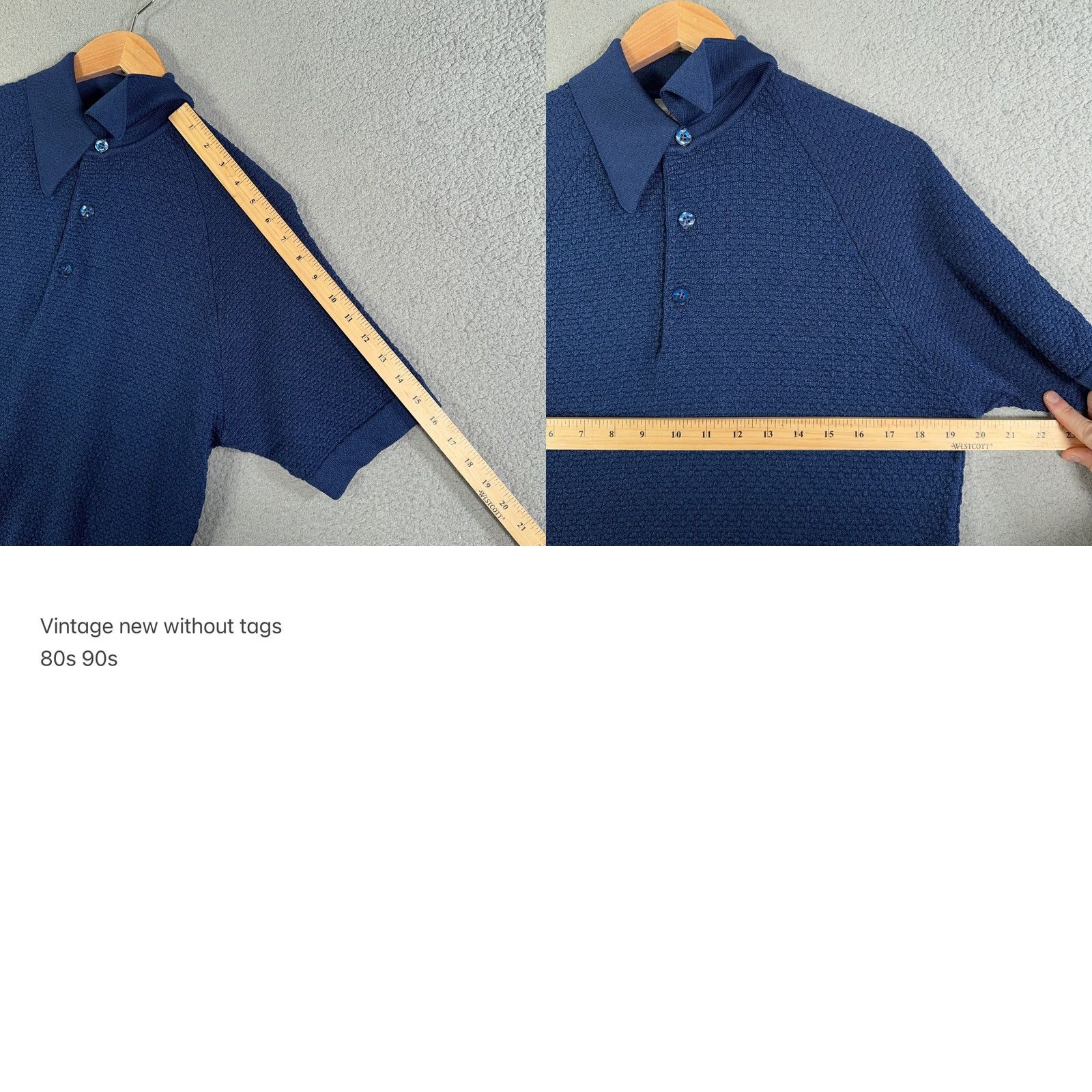 Vintage VINTAGE Donegal Coleseta Polo Shirt M Blue 60s 70s Retro Rockabilly Button-Down Collar Mens Polo Shirt Medium Bubble Texture Knit 60s 70s Size US M / EU 48-50 / 2 - 9 Thumbnail