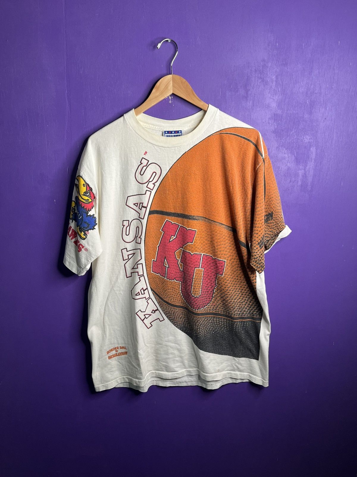 Vintage Vintage 90s Kansas Jayhawks big ball AOP t-shirt Size US XL / EU 56 / 4 - 1 Thumbnail