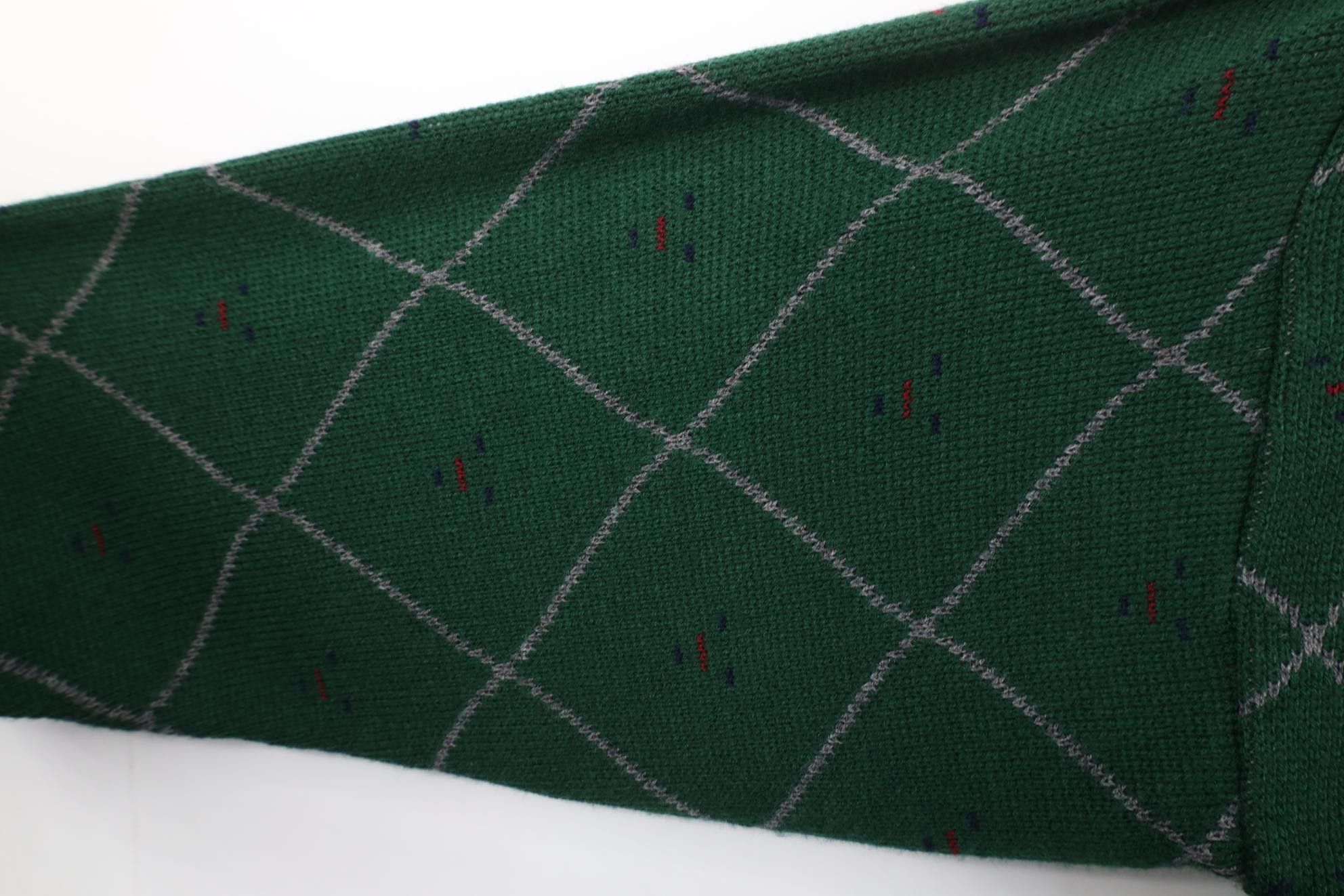 Vintage Vintage 90s Streetwear Argyle Diamond Knit Cardigan Sweater Size US XL / EU 56 / 4 - 5 Thumbnail