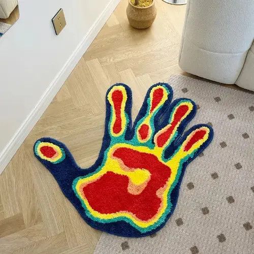Handmade Fluffy Palm Rug Tufted Carpet Size ONE SIZE - 2 Thumbnail