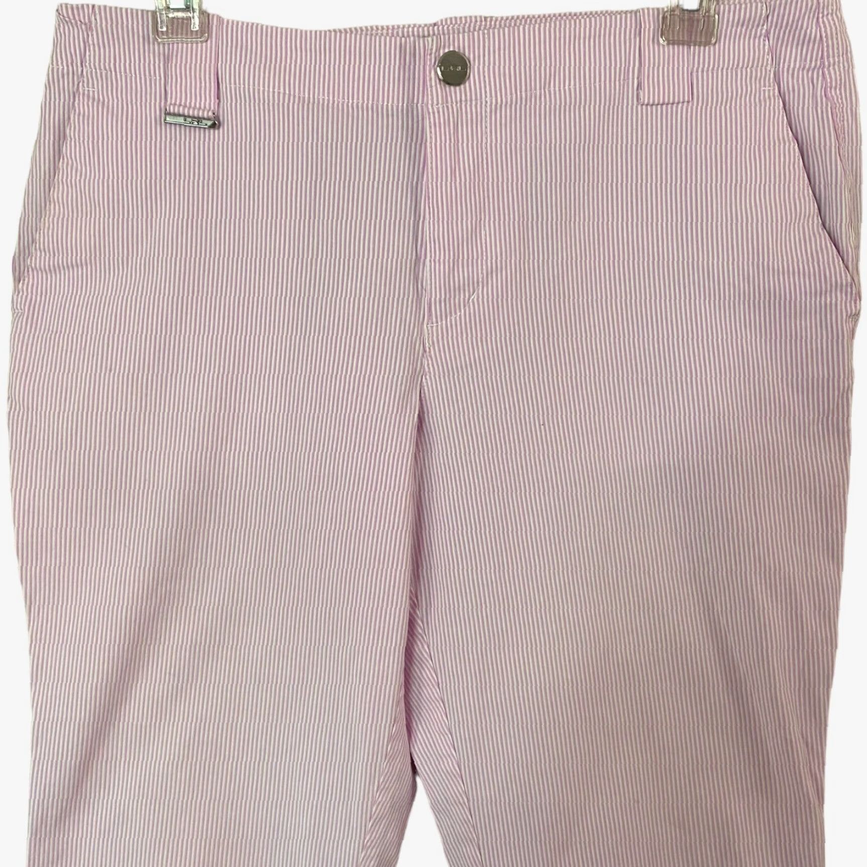 Ralph Lauren Lauren Ralph Lauren Active Capri Pants Womens 8 Pink White Stripe Stretch Pockets 97% Cotton 3% Elastane Beach Preppy Size 30" / US 8 / IT 44 - 5 Thumbnail