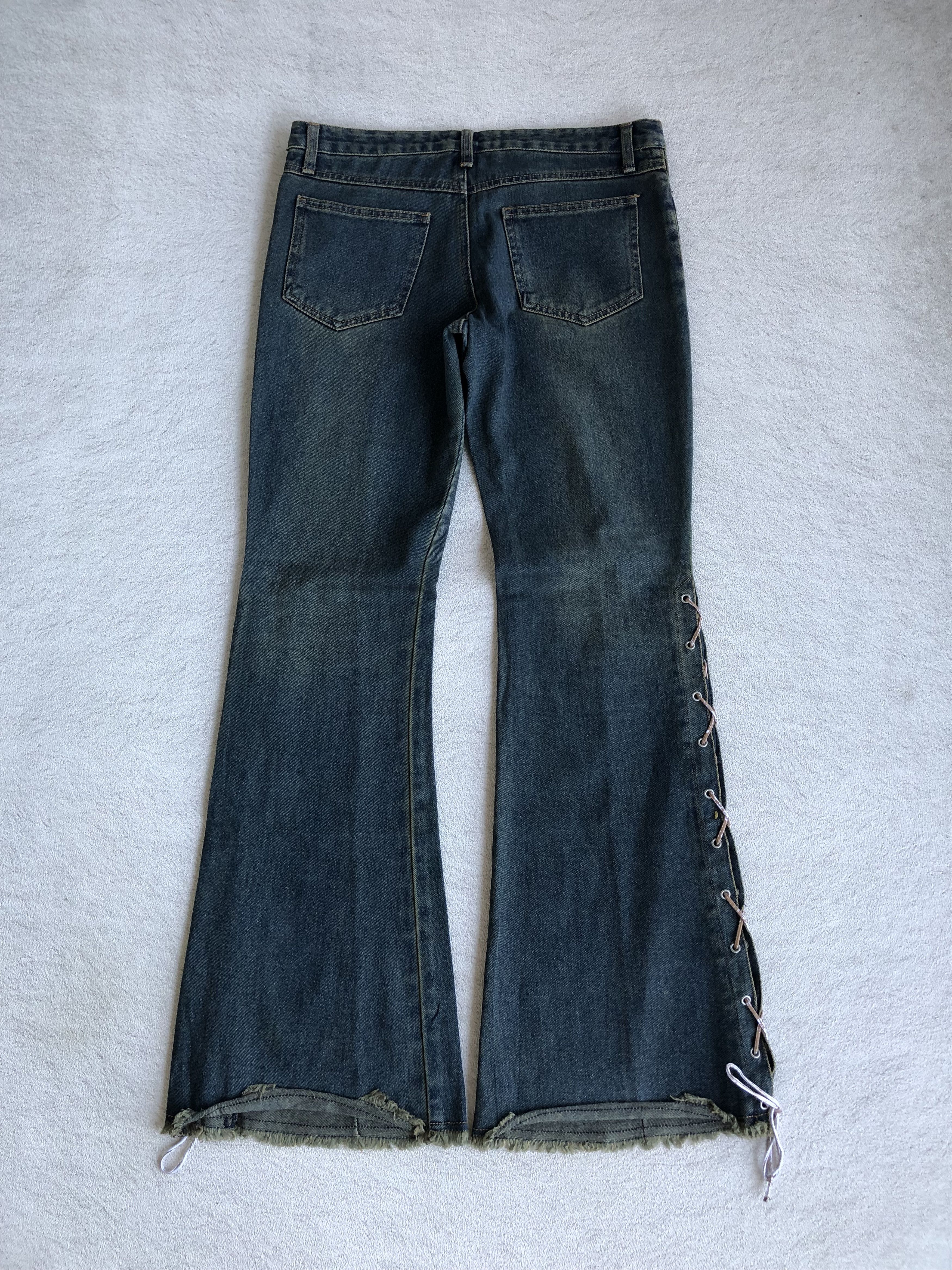 Japanese Brand Jouer aux echecs Y2K Flared Jeans Size US 33 - 2 Thumbnail