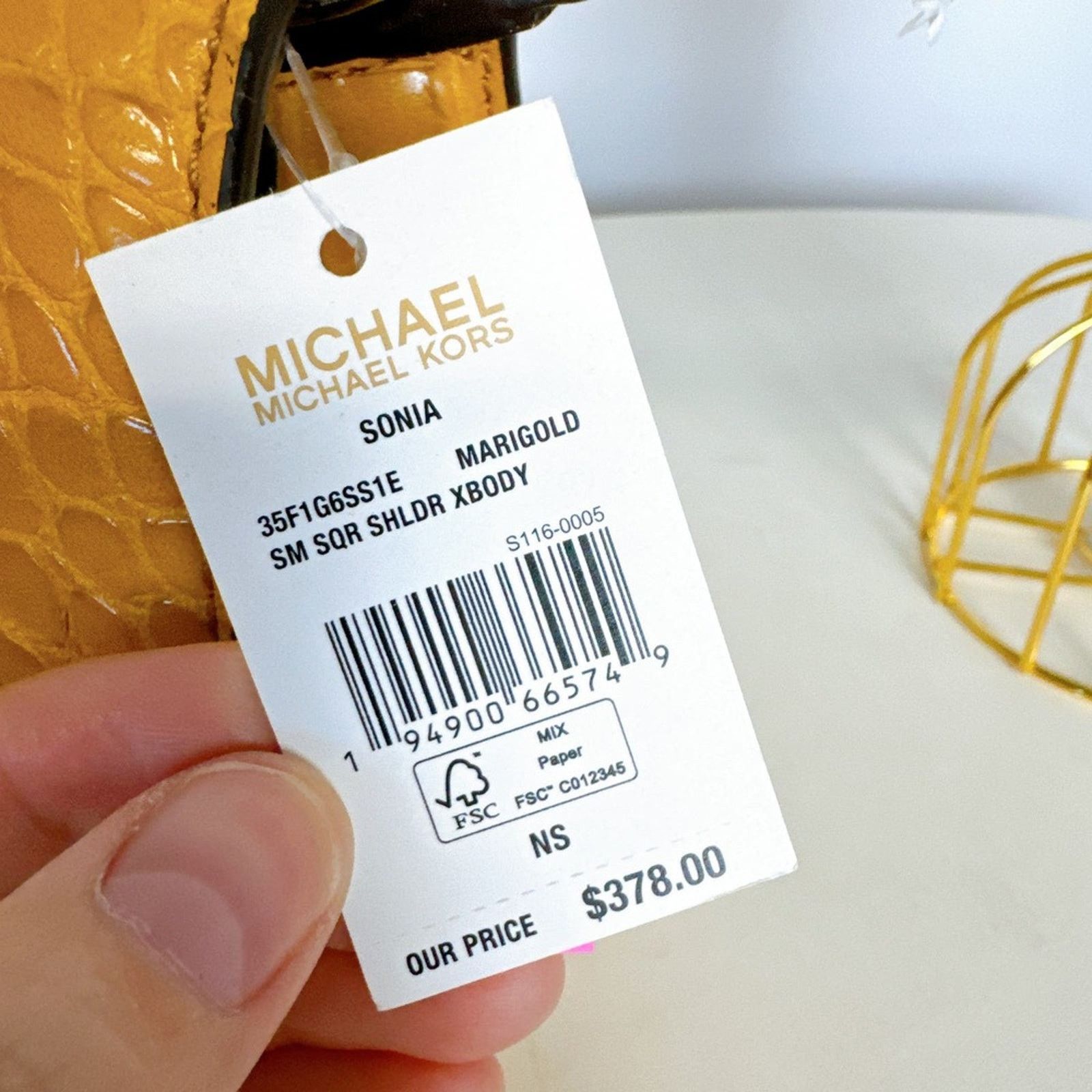 Michael Kors Michael Kors 35F1G6SS1E Sonia Sm Crocodile Embossed MARIGOLD Size ONE SIZE - 7 Thumbnail