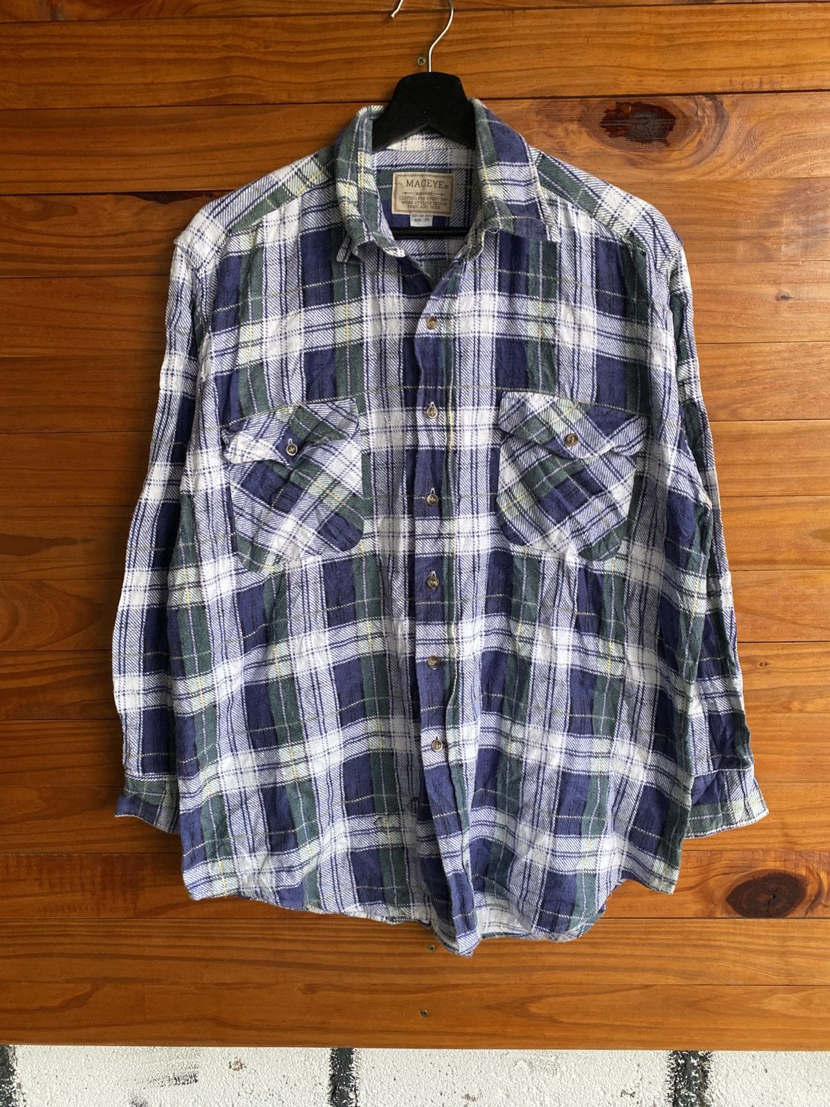 Japanese Brand Vintage MACEYE Plaid Flannel Shirt Workwear Style Size US M / EU 48-50 / 2 - 3 Thumbnail